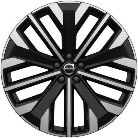 Silver and black multi-spoke rim icon for a Volvo car, showcasing the design style and pattern of the wheel.