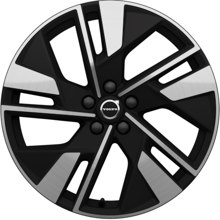 Silver and black multi-spoke rim icon for a Volvo car, showing detailed spoke design and central logo without background information.