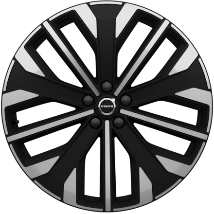 Black and silver multi-spoke rim icon for a Volvo car, featuring a distinctive radial spoke pattern.