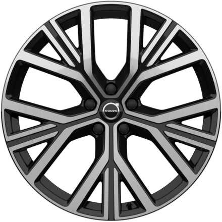 Icon of a silver wheel rim with a complex multi-spoke design and a central Volvo logo.