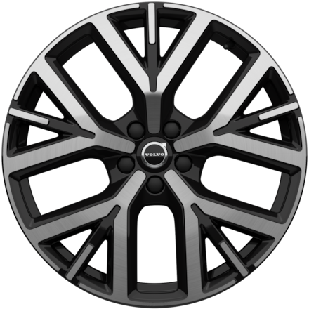 Silver multi-spoke rim icon with Volvo branding, viewed directly from the front without any background details.
