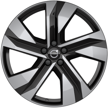 Silver and black multi-spoke rim icon with a central logo, displaying a modern design.