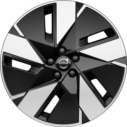 Silver and black multi-spoke rim icon for a Volvo car, showcasing the design style and pattern of the wheel.
