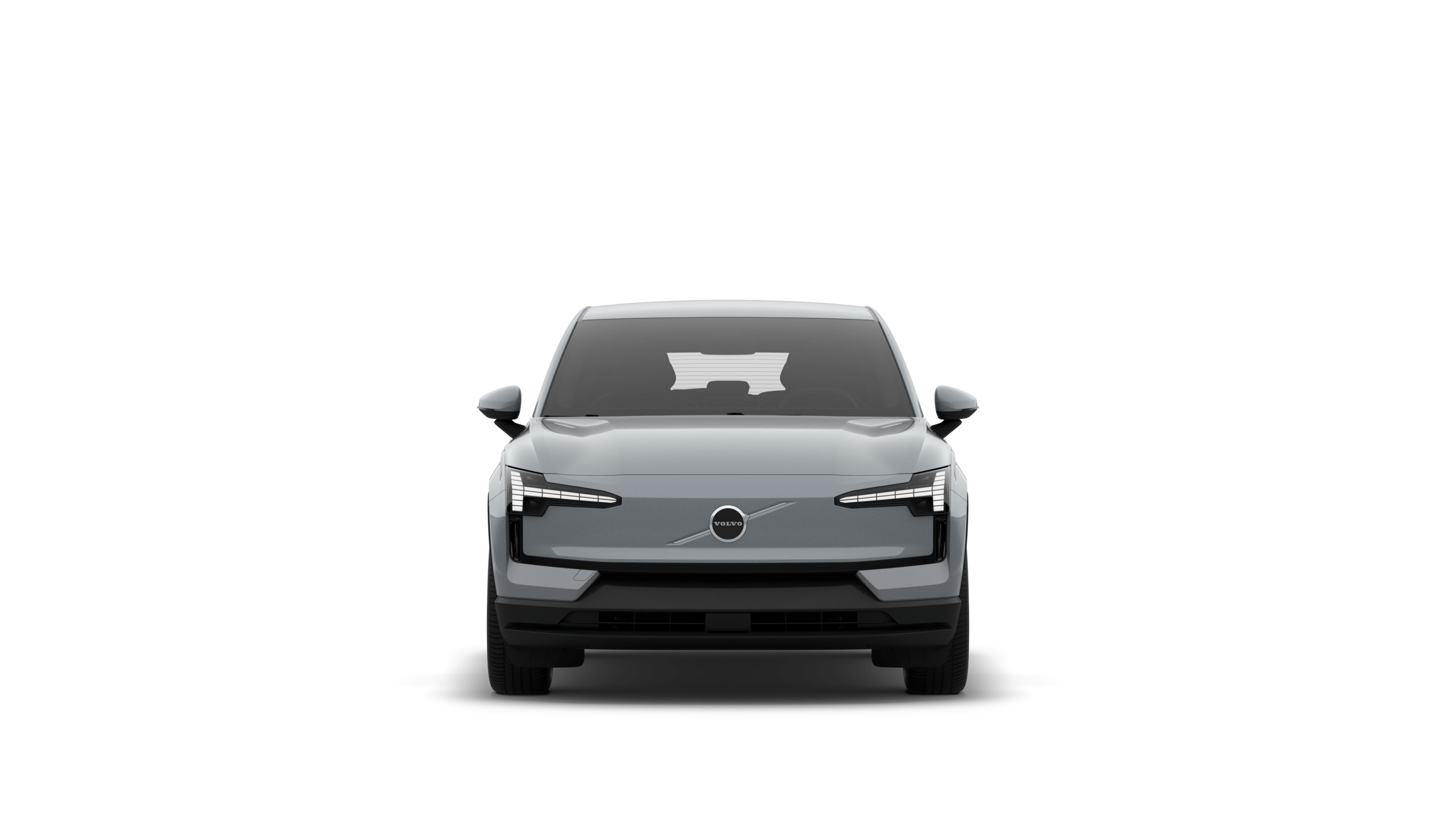 Front view of a Volvo car in a plain studio background.