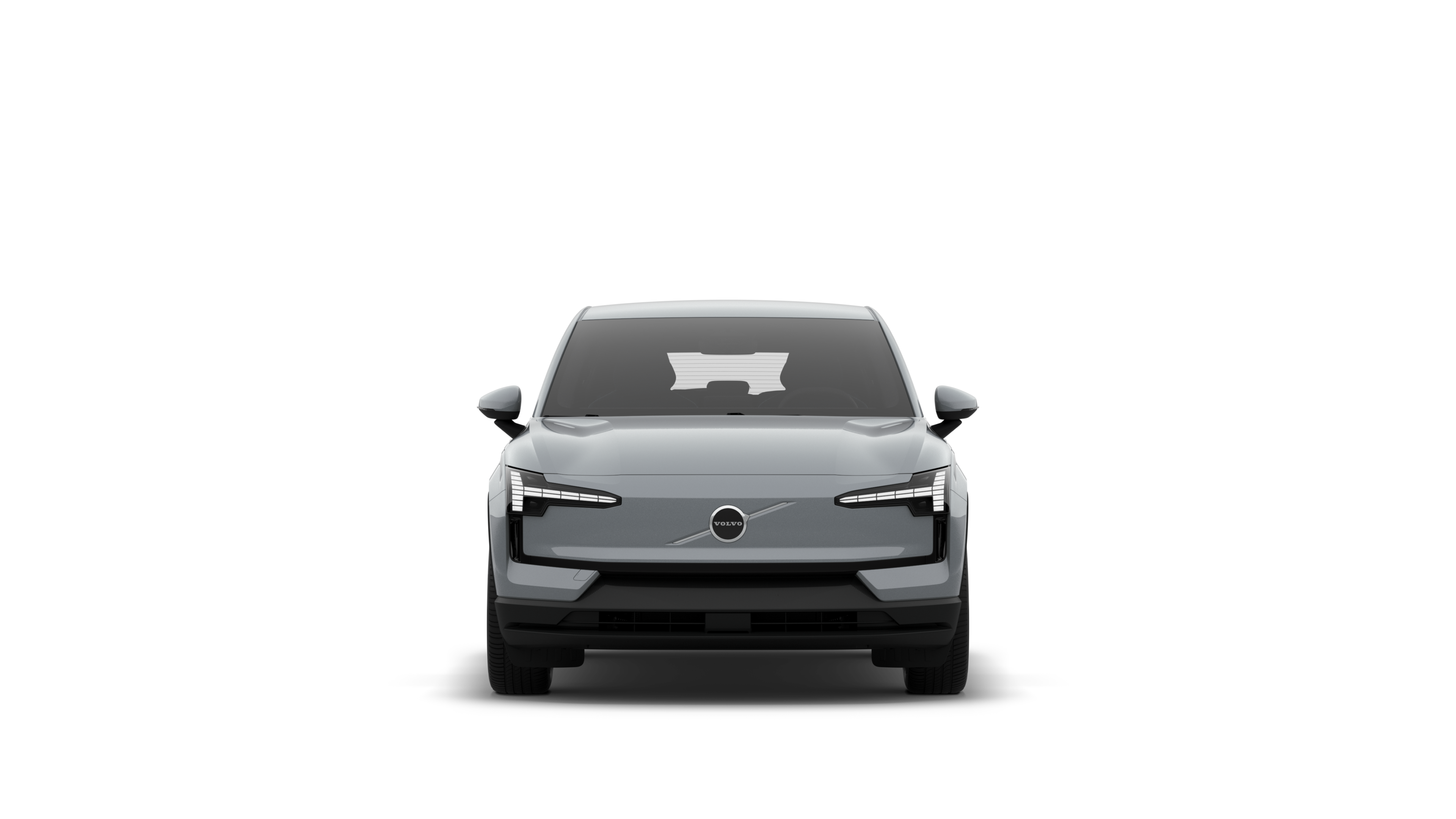 Front view of a Volvo car in a plain studio background.