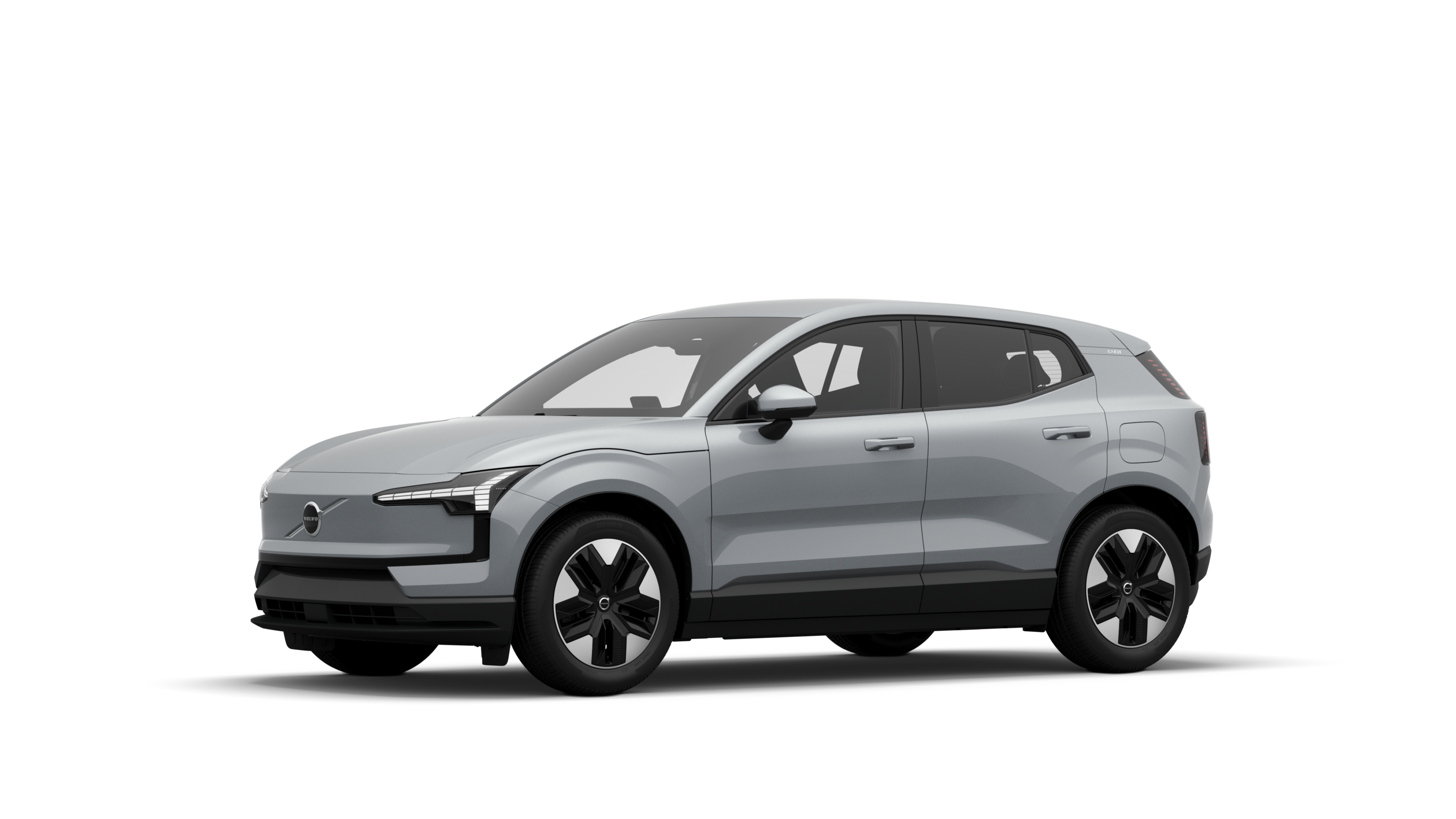 Volvo car exterior in three-quarter view, plain studio background.