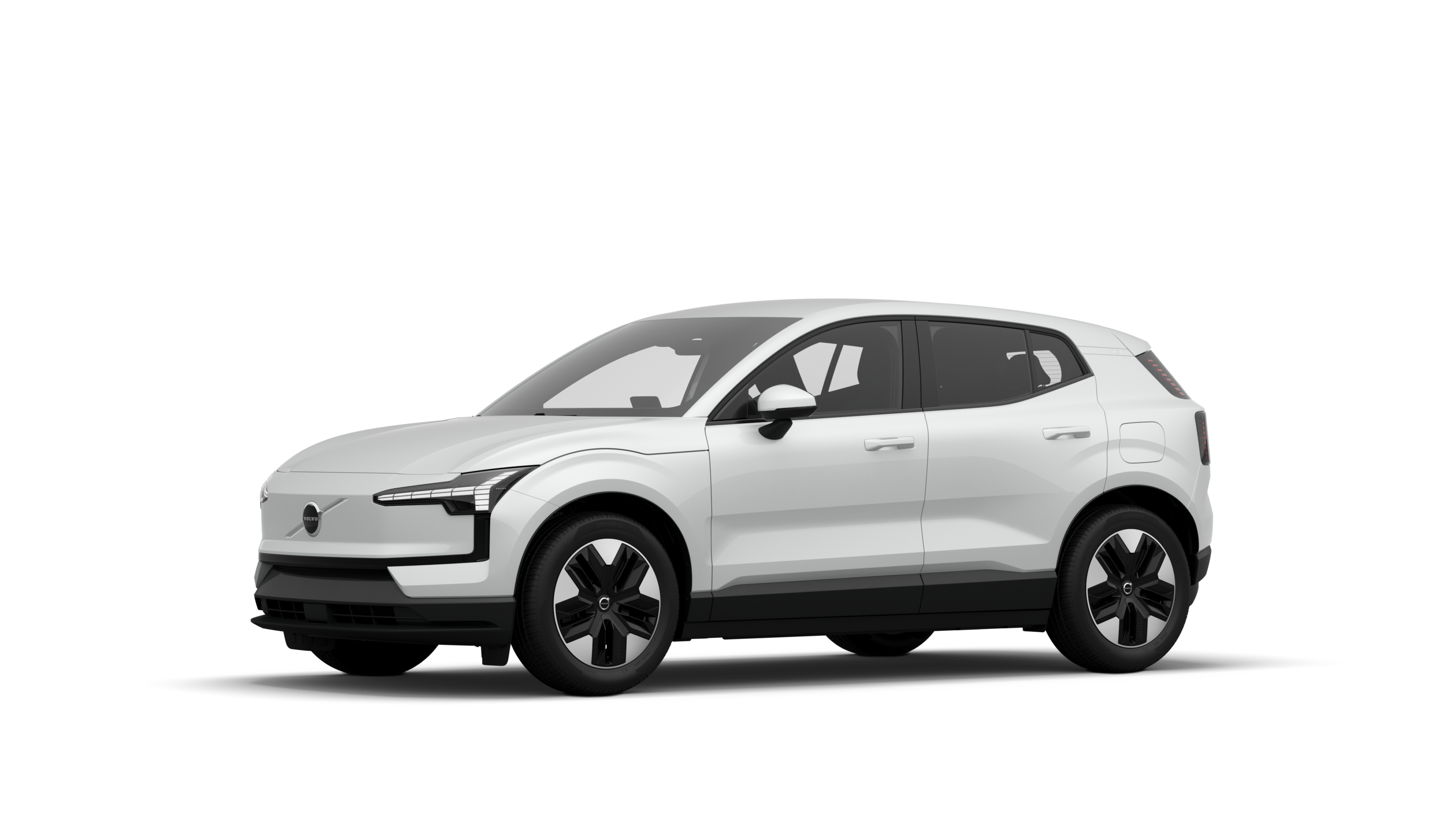 Volvo car exterior in three-quarter view, plain studio background.