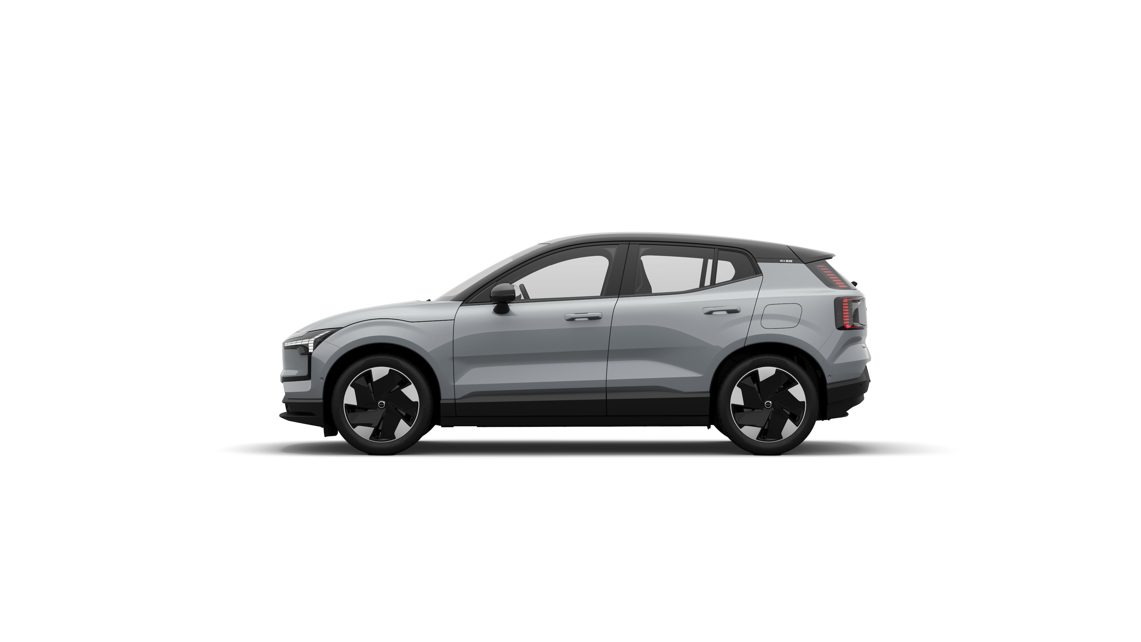 Volvo car side view in plain studio background.