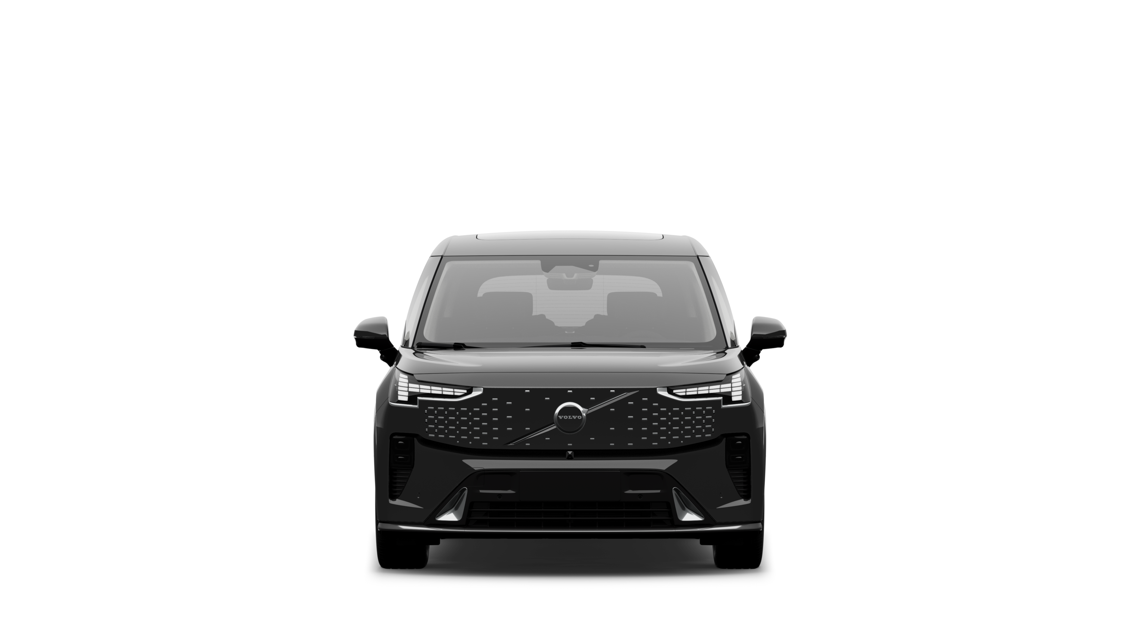 Front view of a Volvo car in a plain studio background.