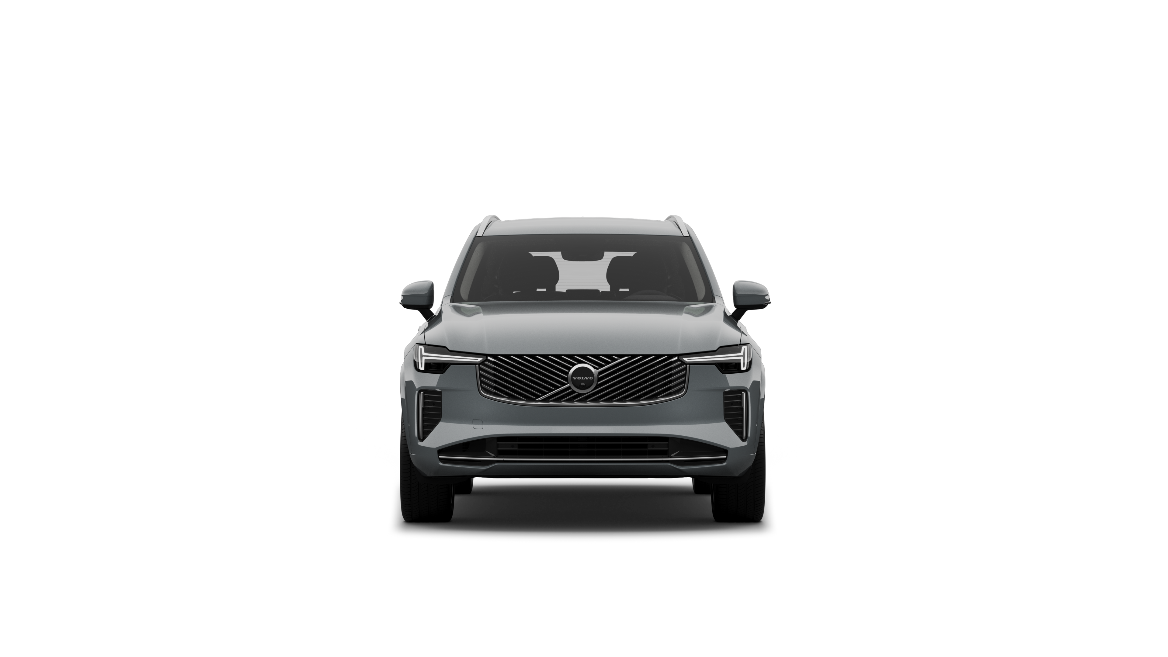 Front view of a Volvo car in a plain studio background.