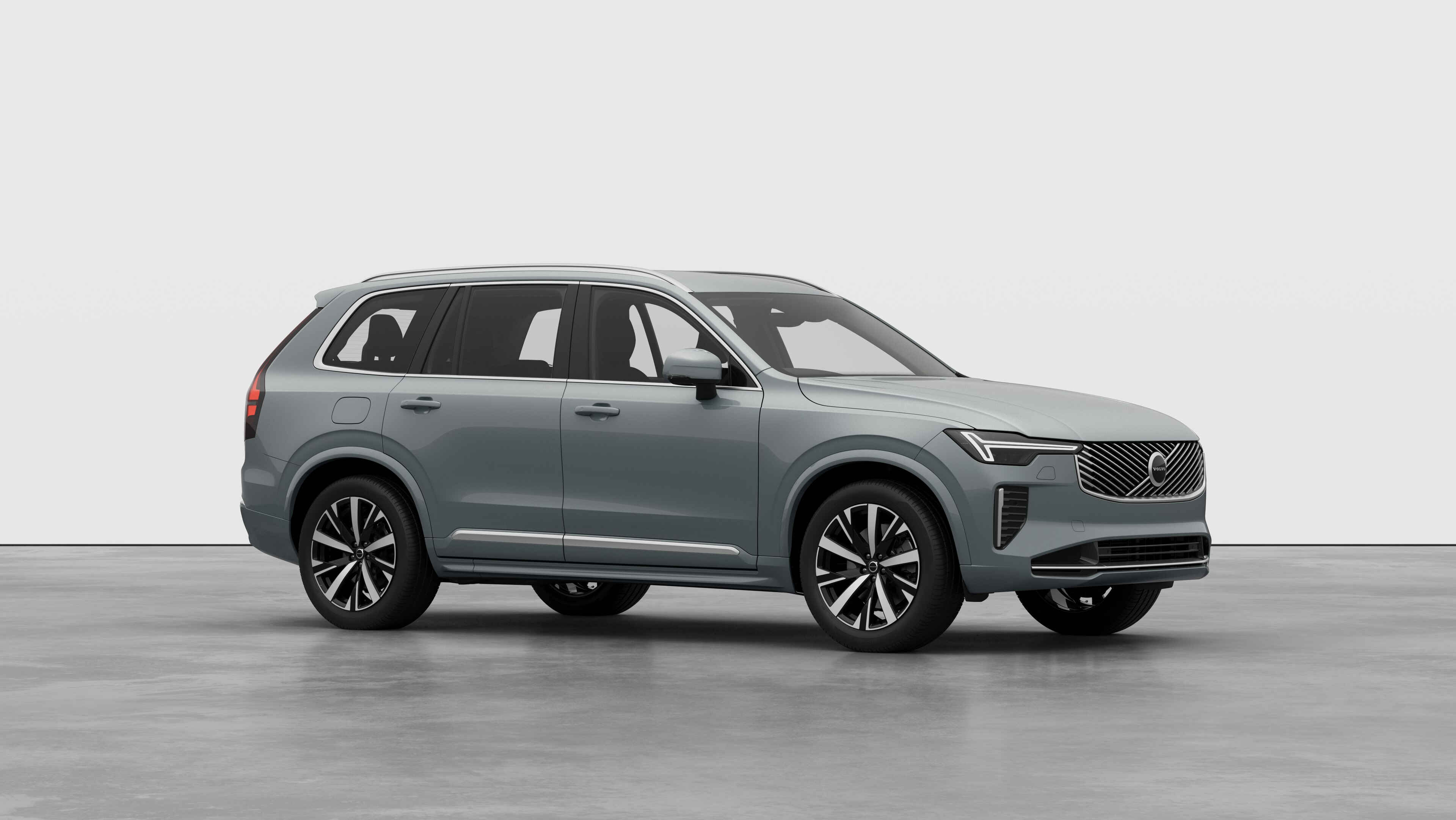 Volvo car exterior, three-quarter view in a plain studio background.