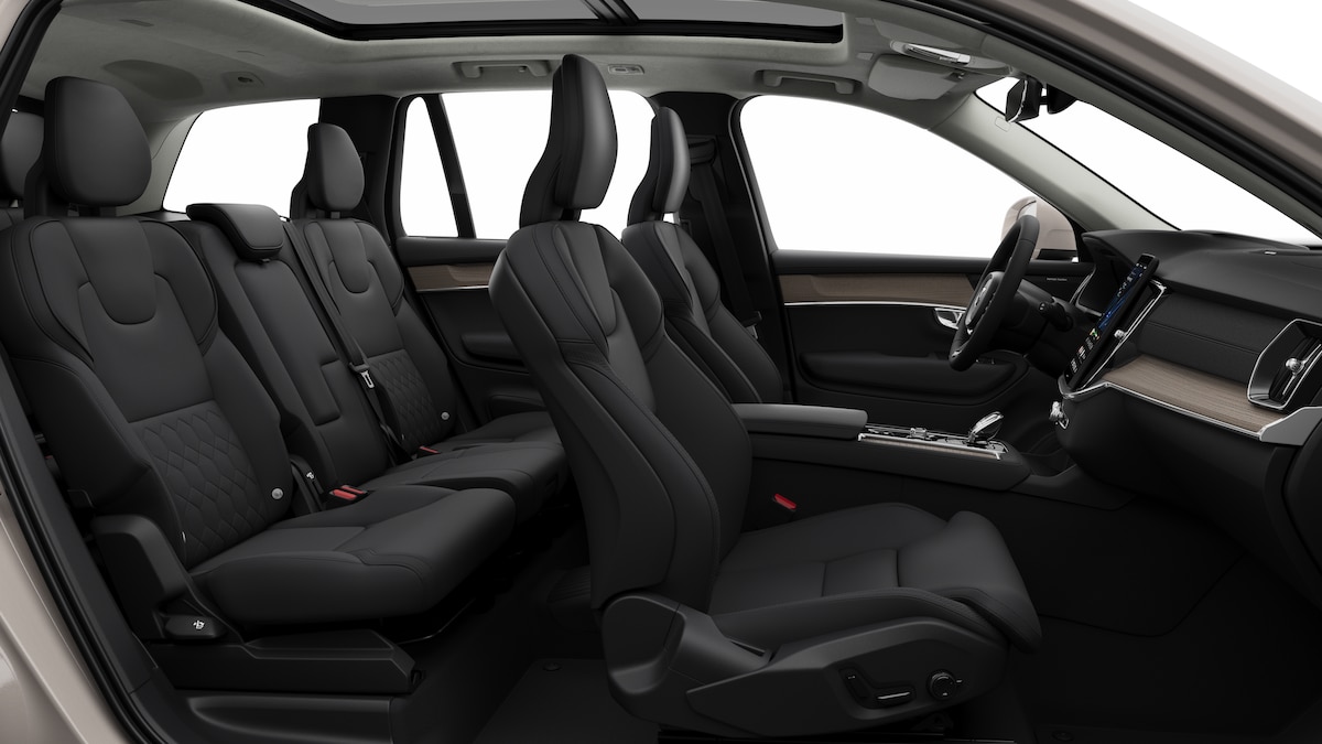 Volvo XC90 Plug In Hybrid Bright Charcoal Quilted Nordico in Charcoal interieur