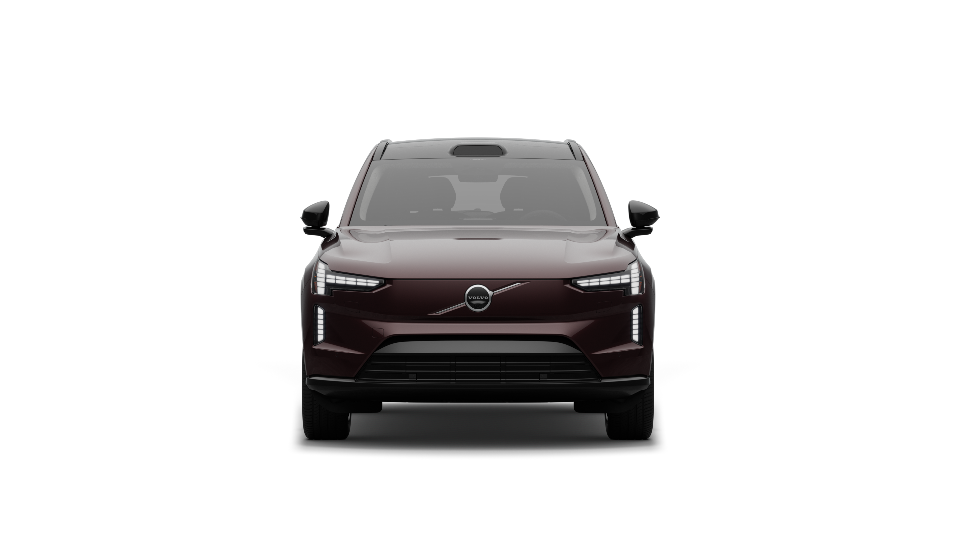 Front view of a Volvo car in a plain studio background.