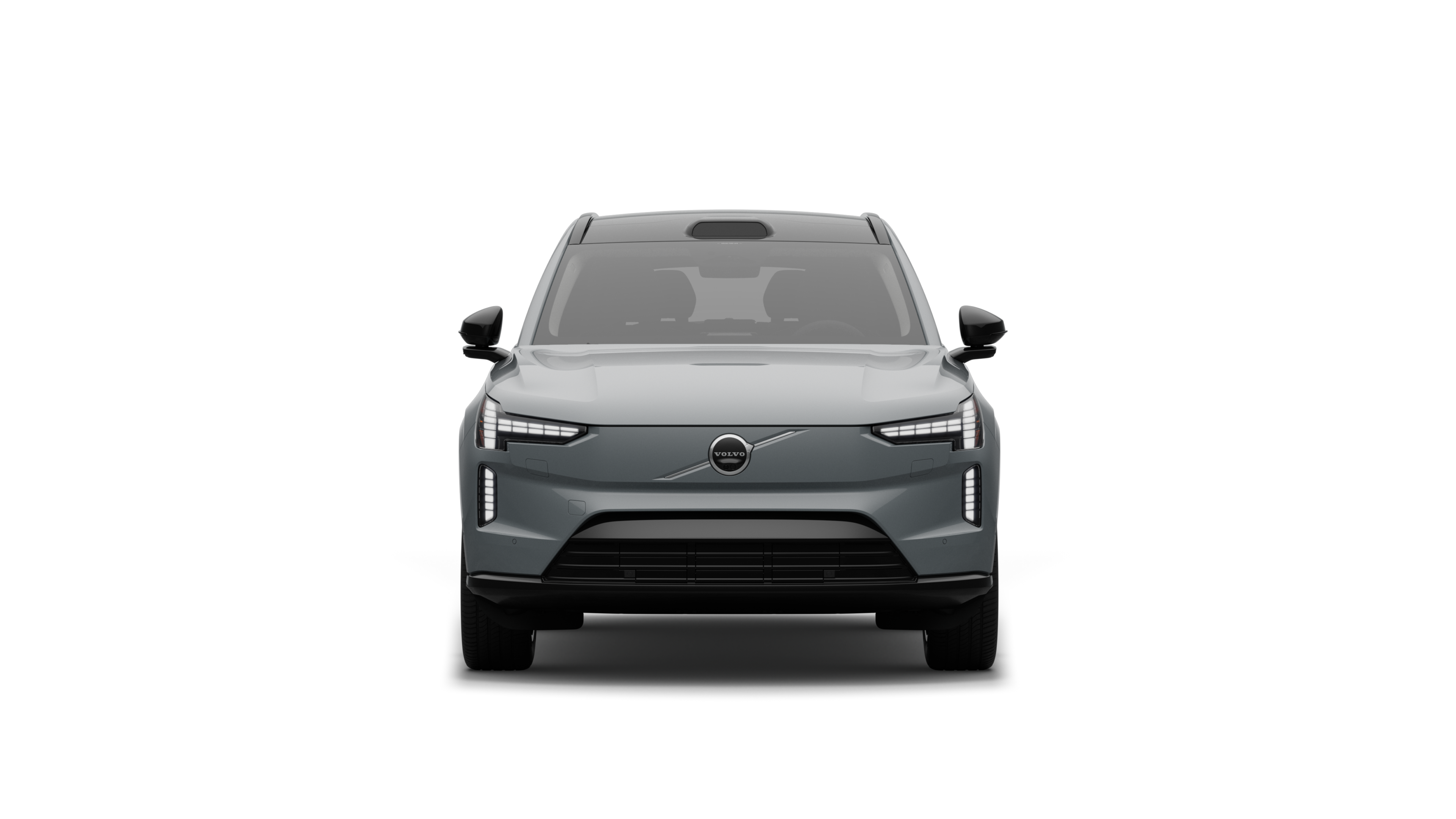 Front view of a Volvo car in a plain studio background.