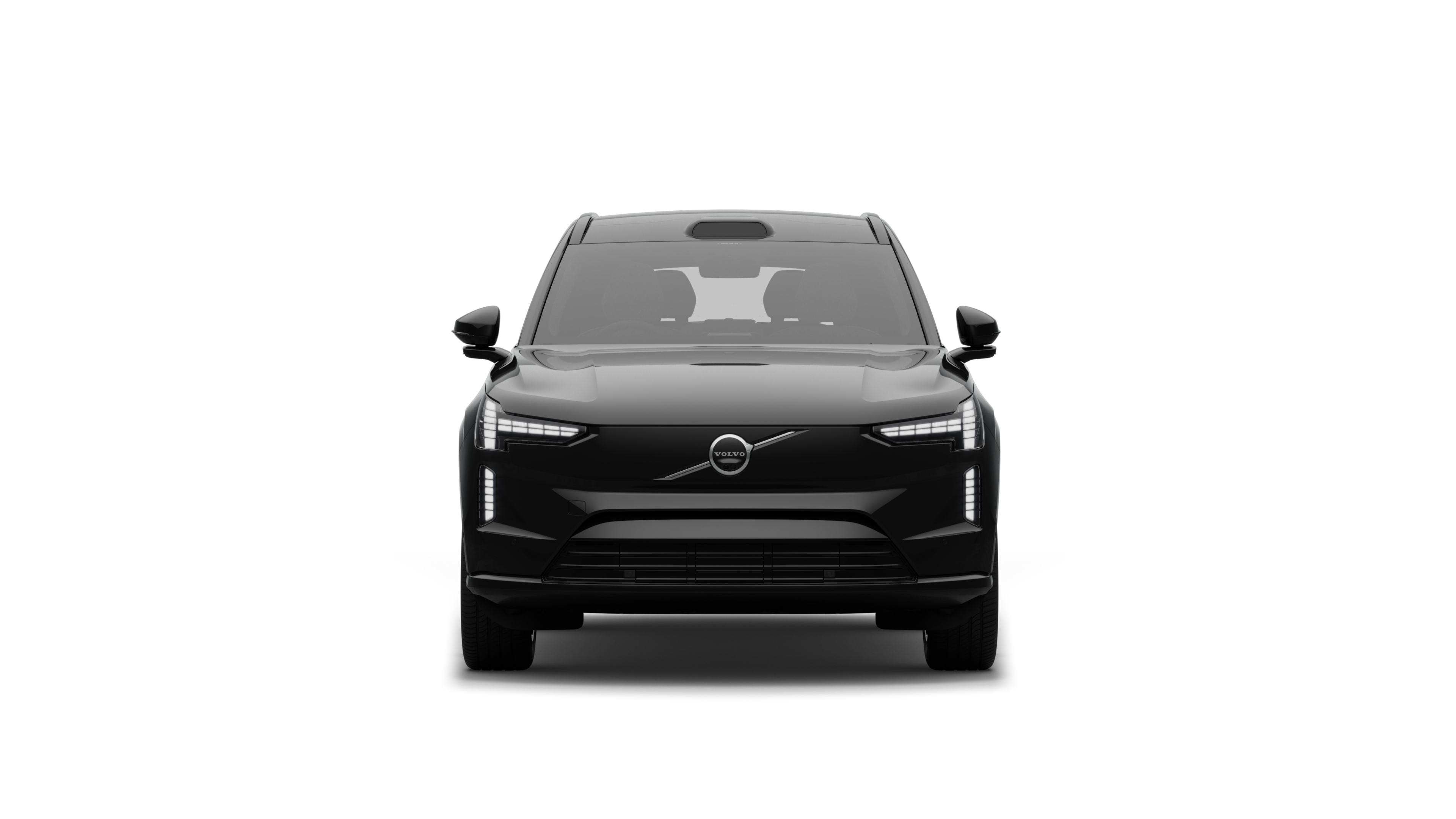 Front view of a Volvo car in a plain studio background.