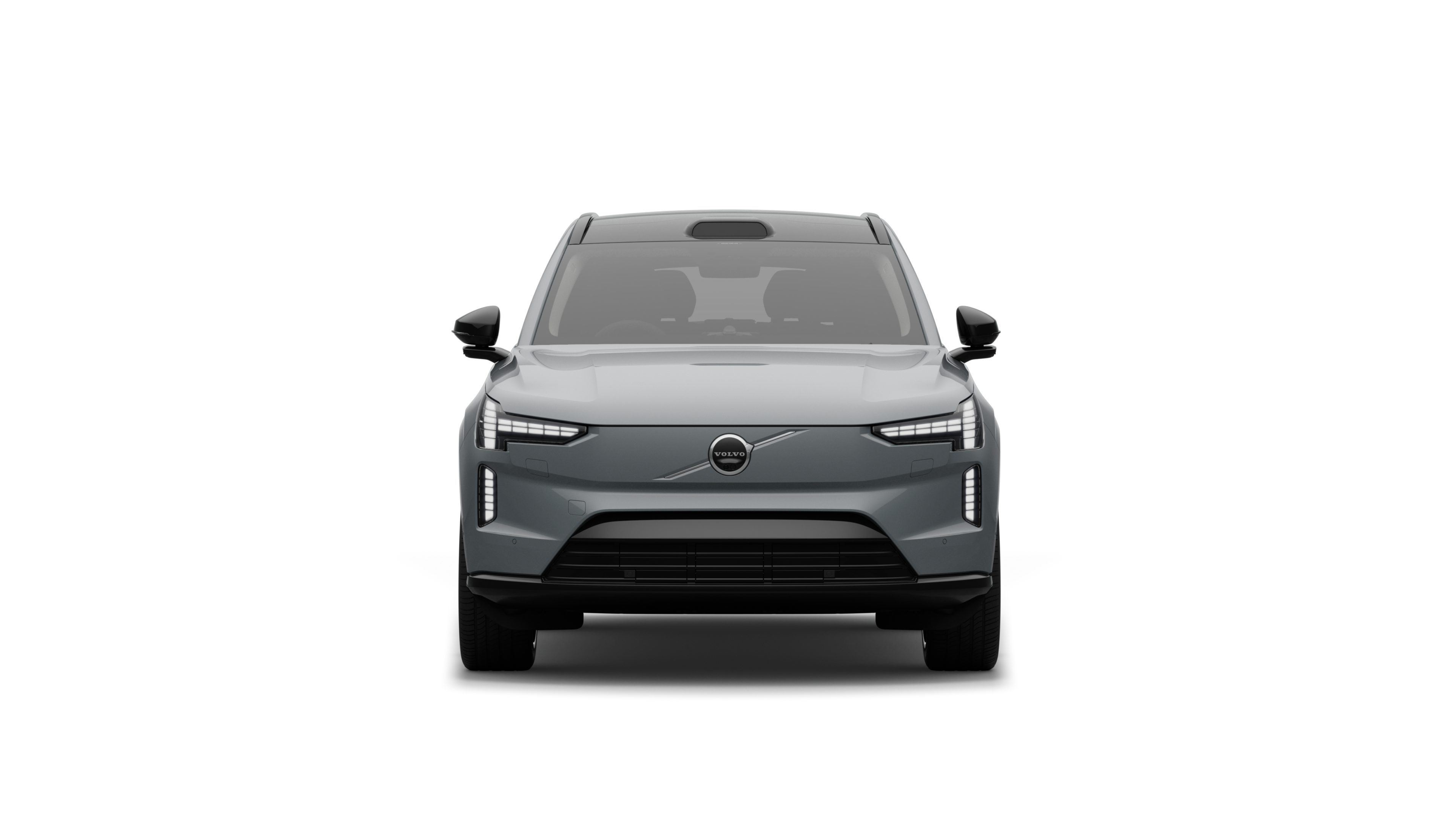 Front view of a Volvo car in a plain studio background.