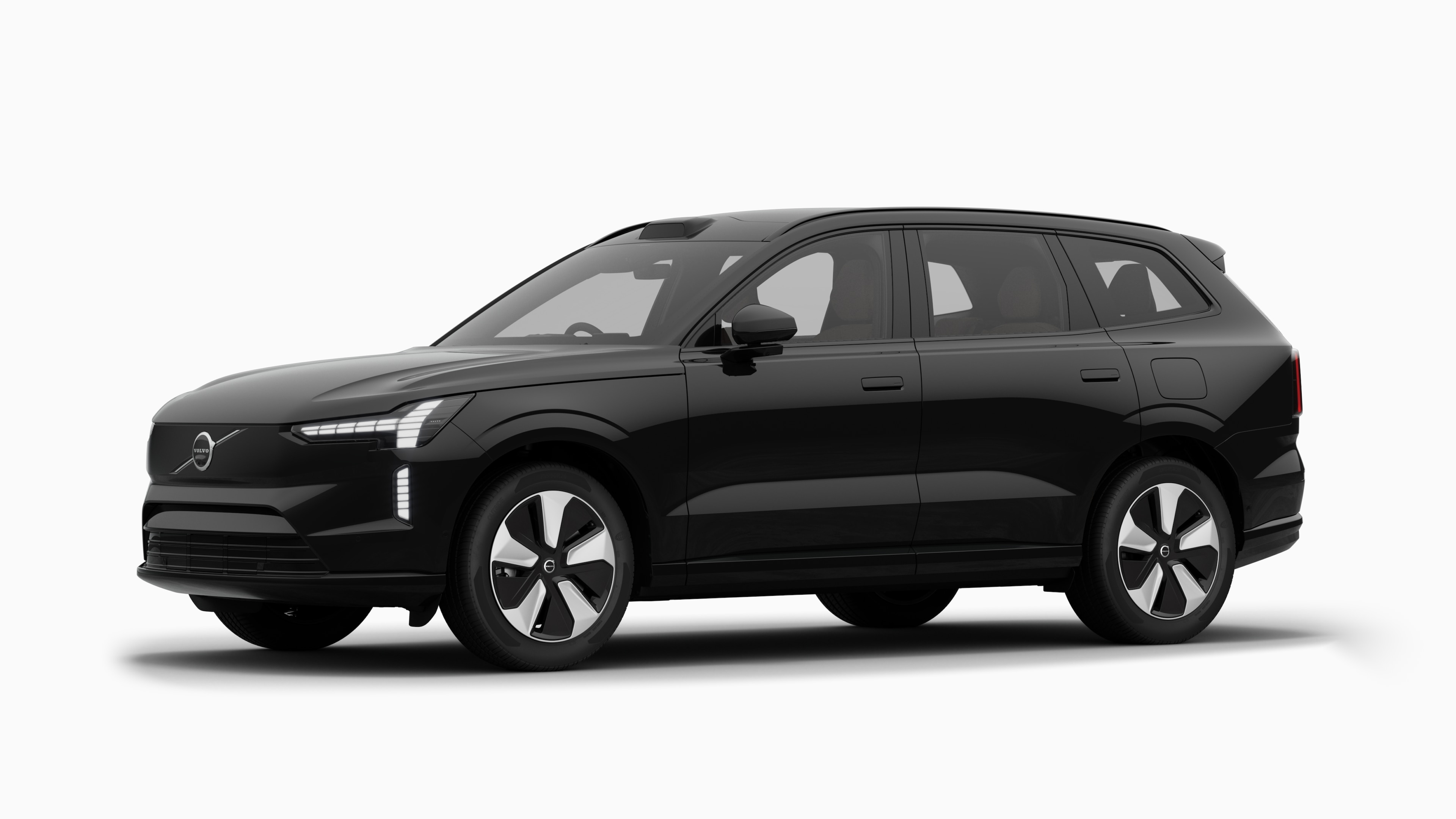 Volvo car exterior in three-quarter view, plain studio background.