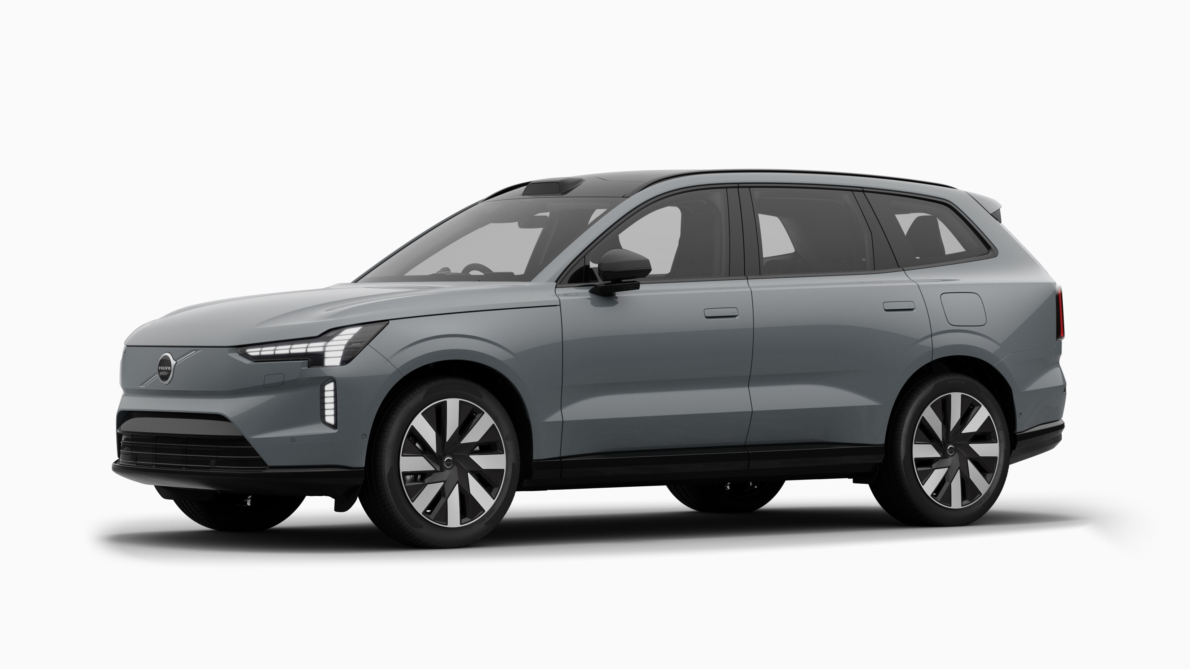 Volvo car exterior in three-quarter view, plain studio background.