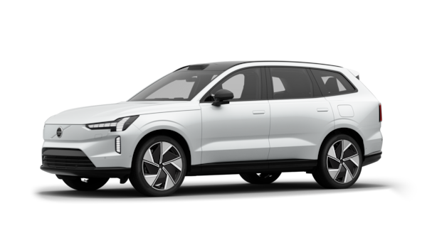 Volvo-eksteriør i trekvart visning, vanlig studiobakgrunn.
