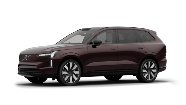 Exteriér vozu Volvo v tříčtvrtečním pohledu, prosté studiové pozadí.