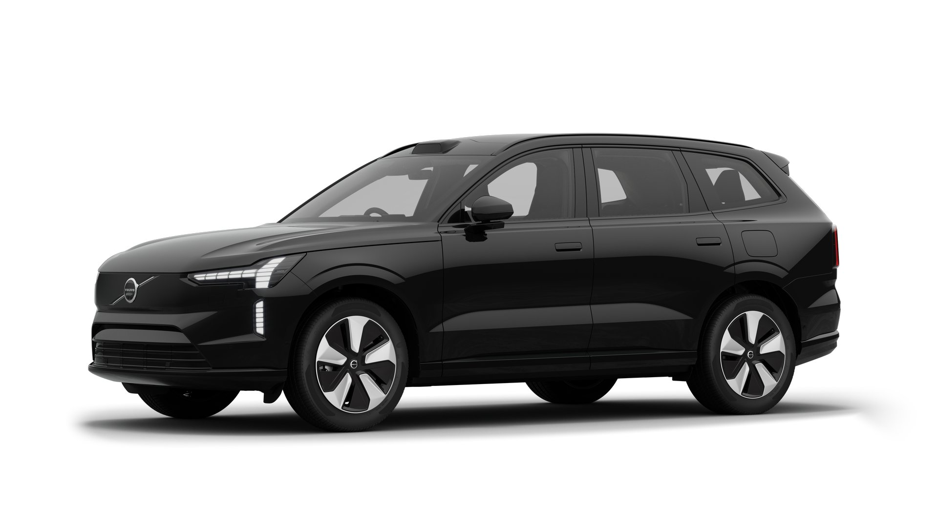 Volvo car exterior in three-quarter view, plain studio background.