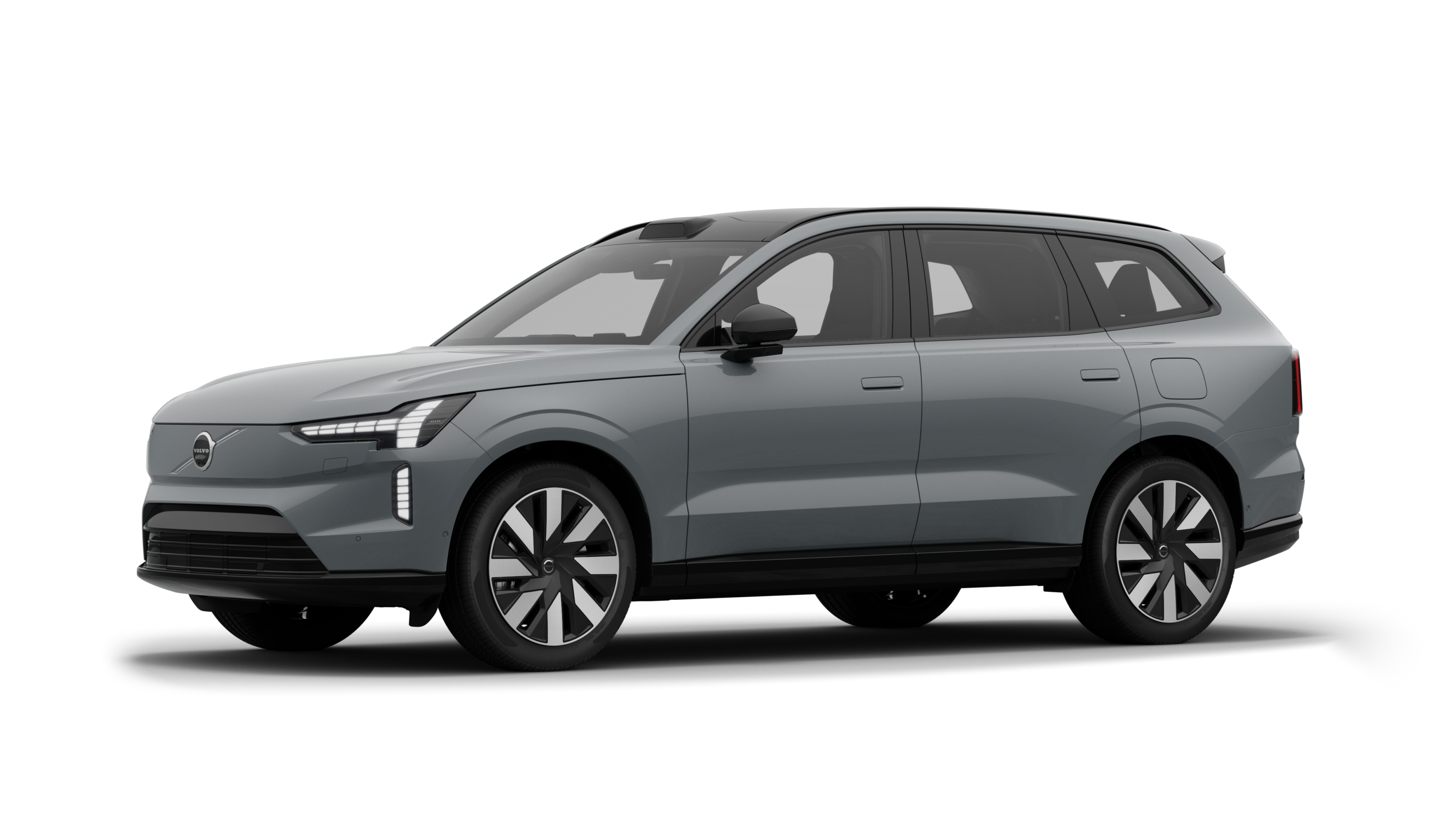 Το εξωτερικό ενός αυτοκινήτου Volvo σε προβολή τριών τετάρτων, σε απλό φόντο στούντιο.