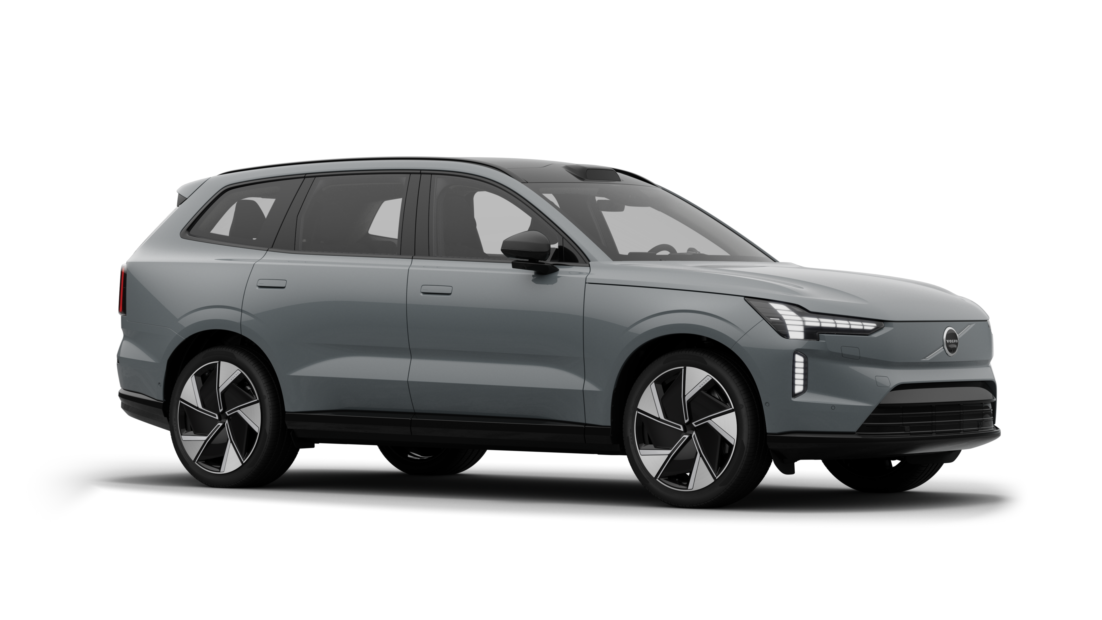 Exterior do carro Volvo, vista de três quartos em um fundo de estúdio simples.