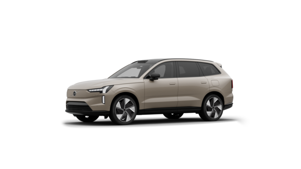 Tříčtvrteční pohled na exteriér vozu Volvo na jednoduchém pozadí studia.