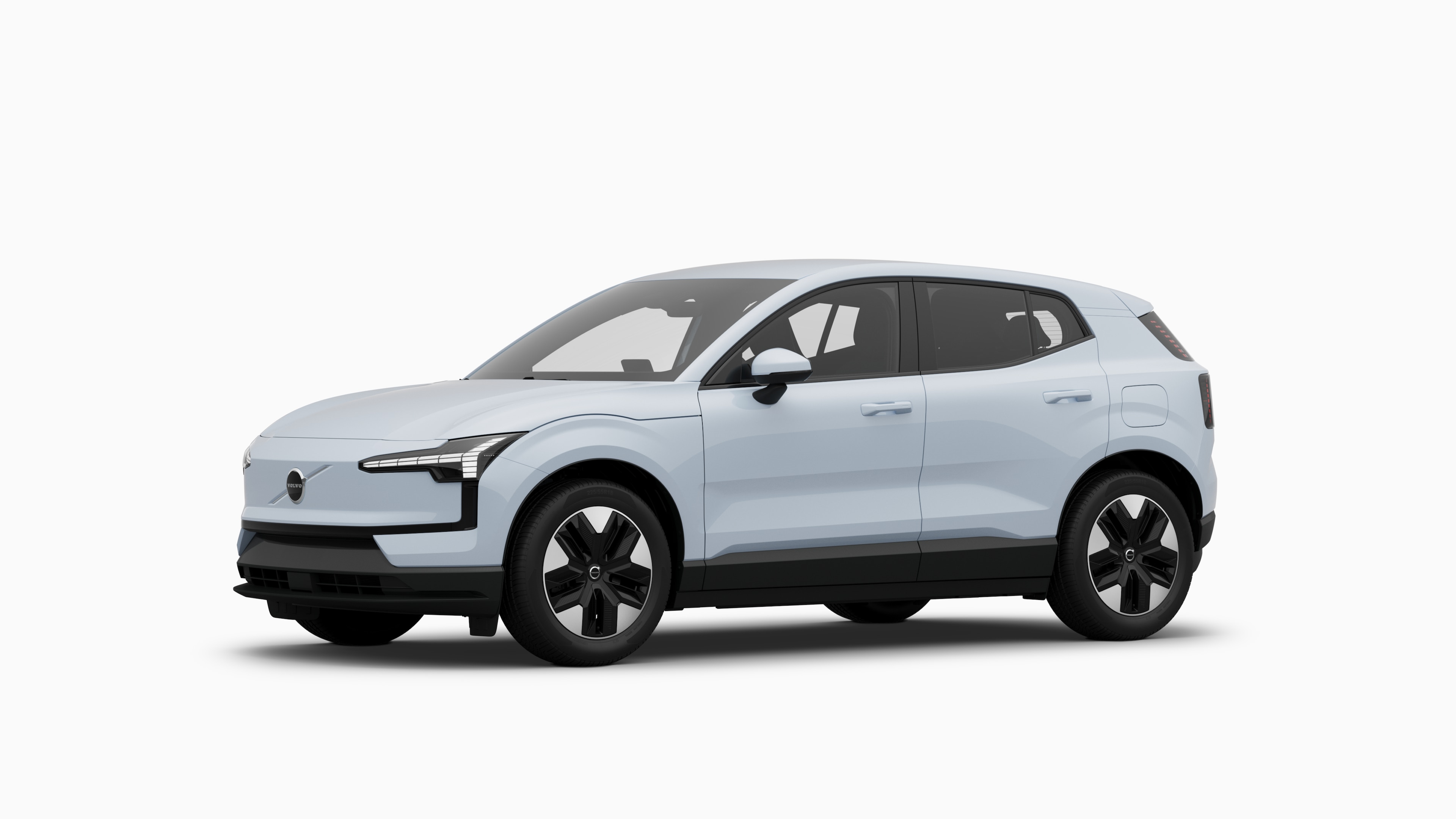 Volvo car exterior in three-quarter view, plain studio background.