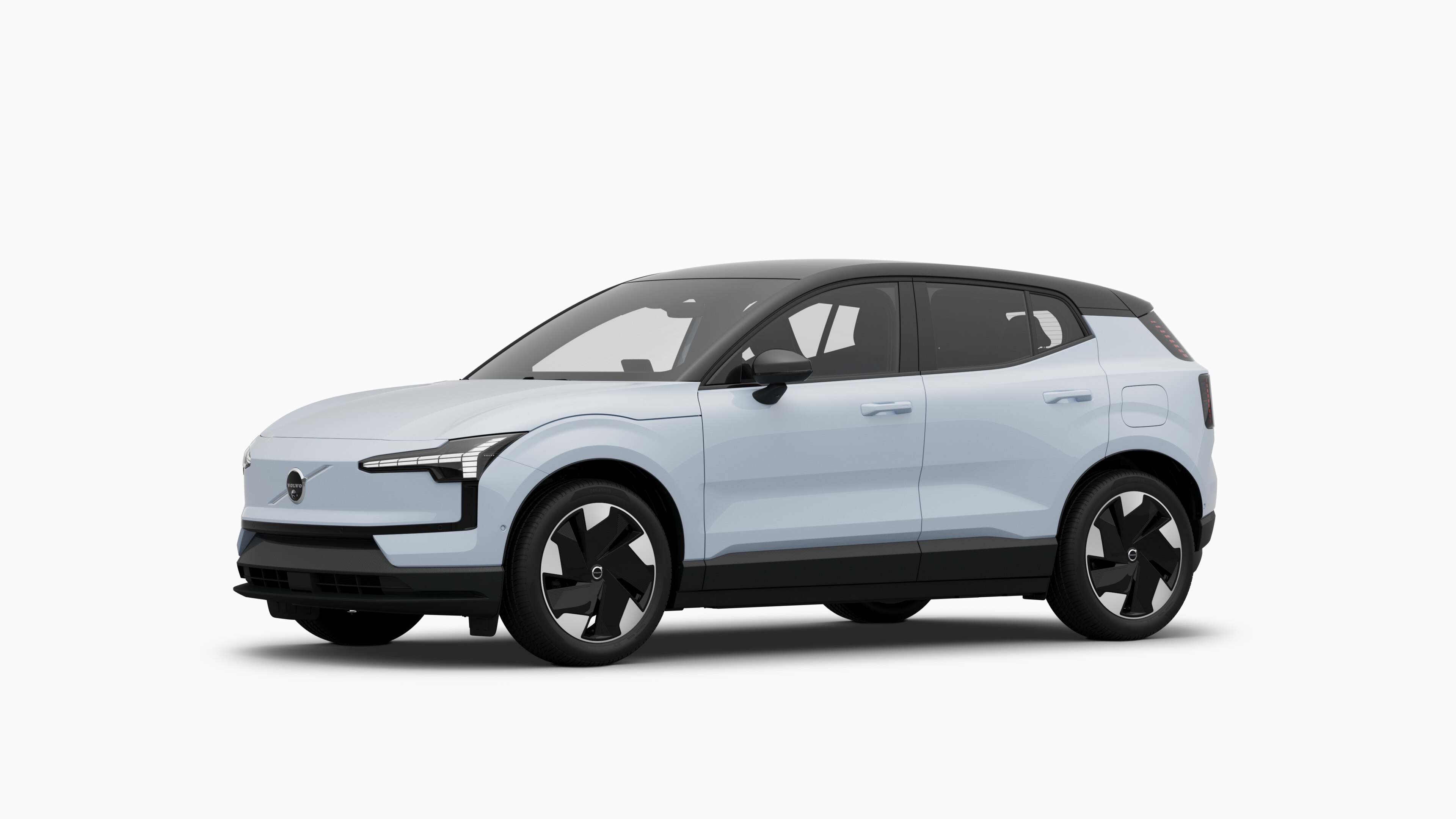 Volvo car exterior in three-quarter view, plain studio background.