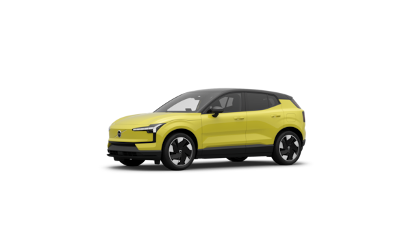 Volvo-auton kolmen neljänneksen näkymä ulkopuolelta tavallisella studiotaustalla.