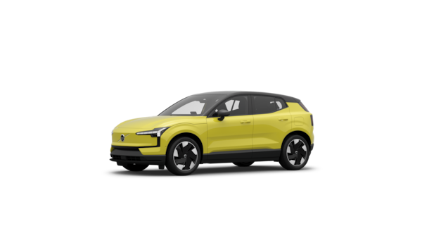 Volvo-auton kolmen neljänneksen näkymä ulkopuolelta tavallisella studiotaustalla.