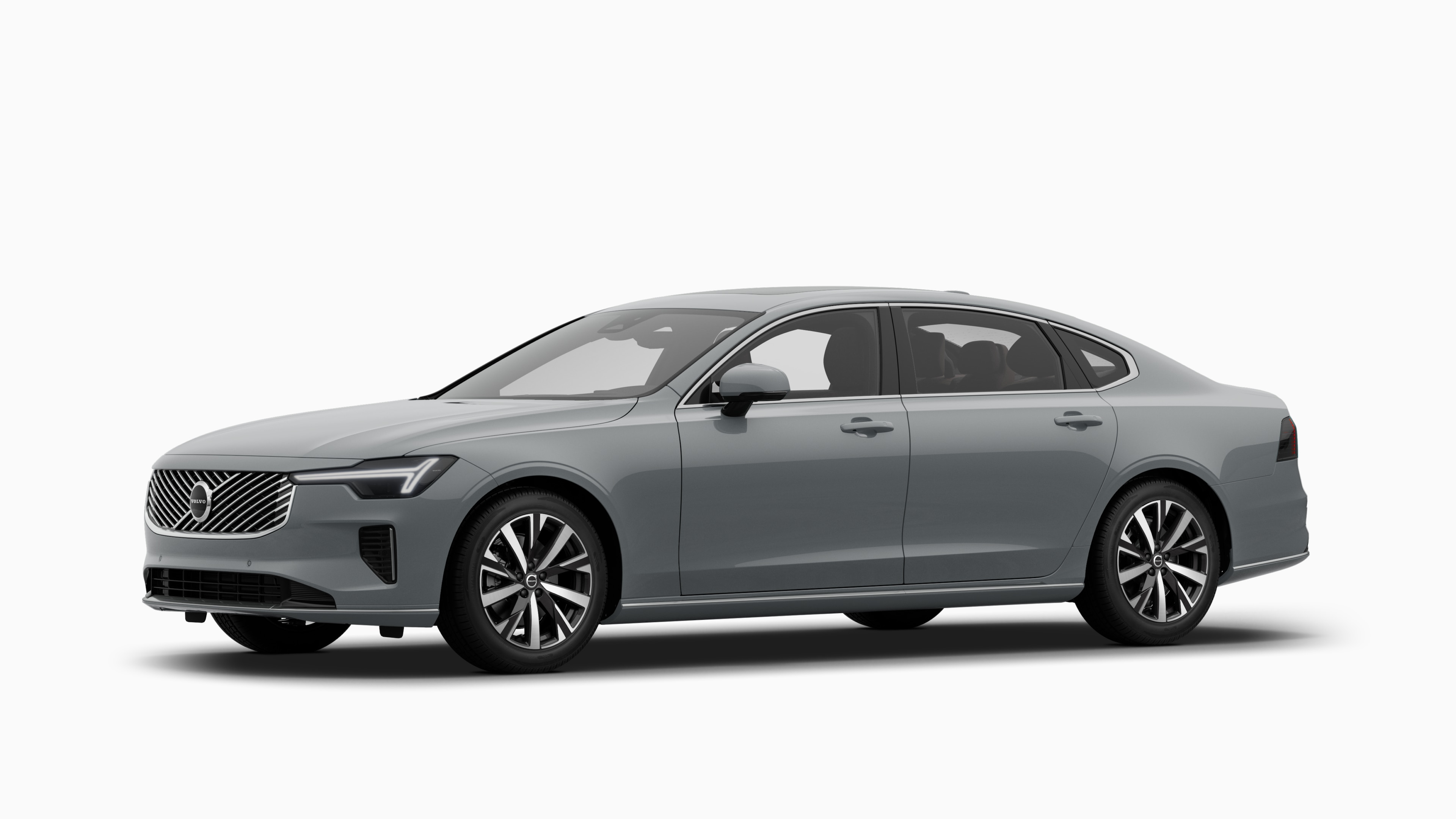 Volvo car exterior in three-quarter view, plain studio background.