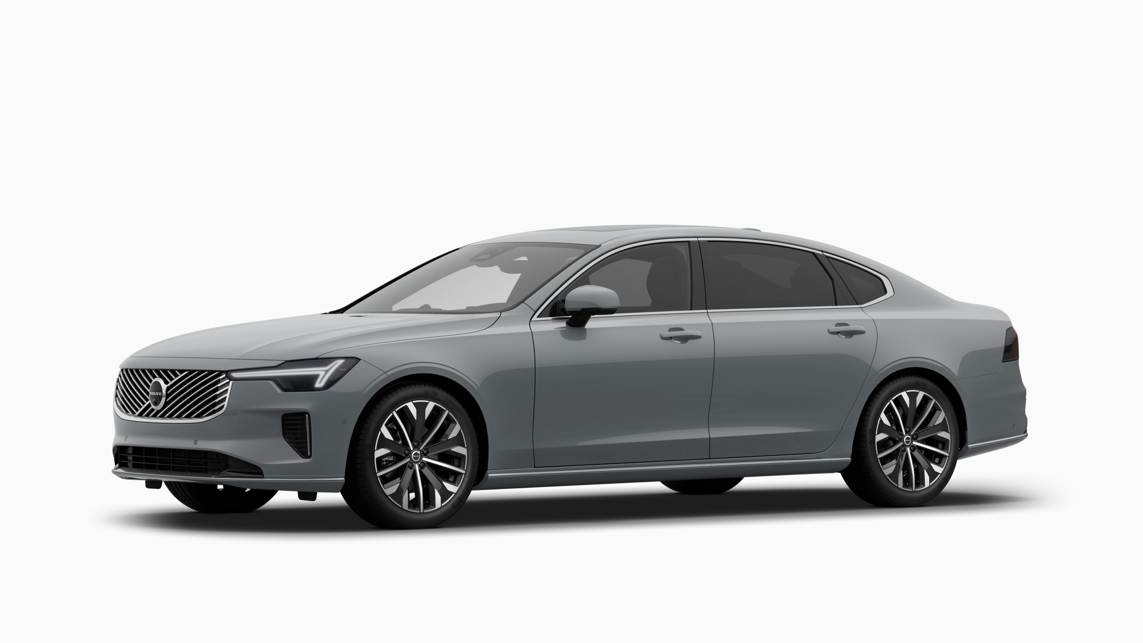 Volvo car exterior in three-quarter view, plain studio background.