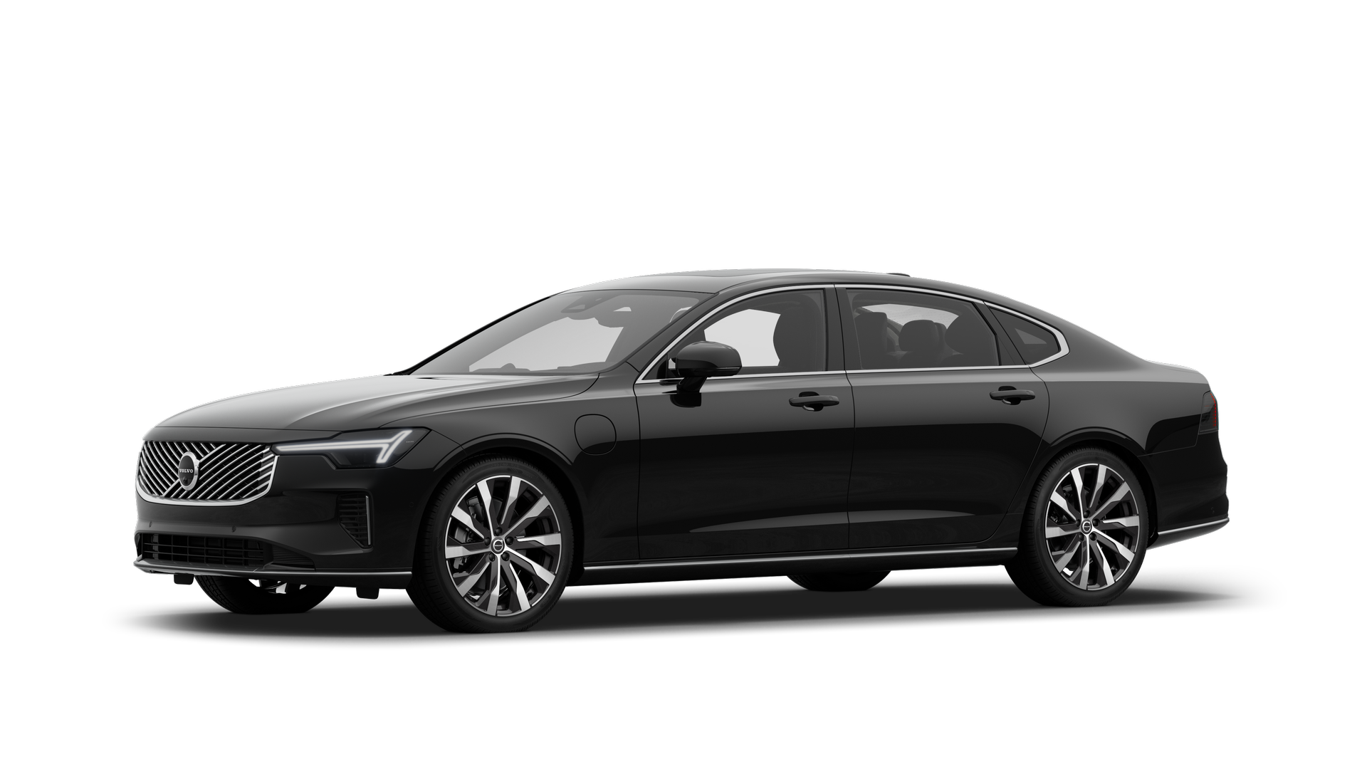 Volvo car exterior in three-quarter view, plain studio background.