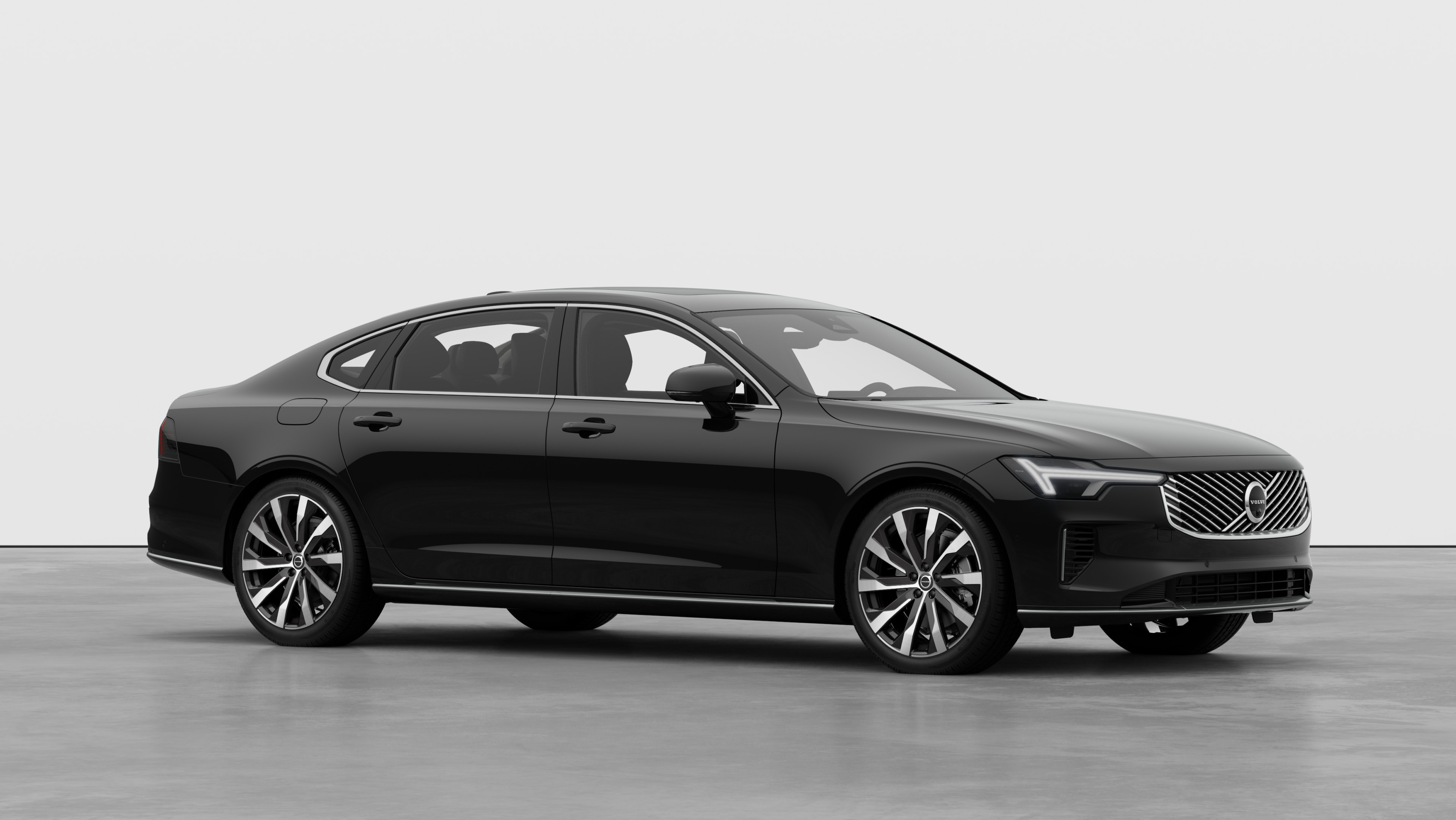 Volvo car exterior, three-quarter view in a plain studio background.