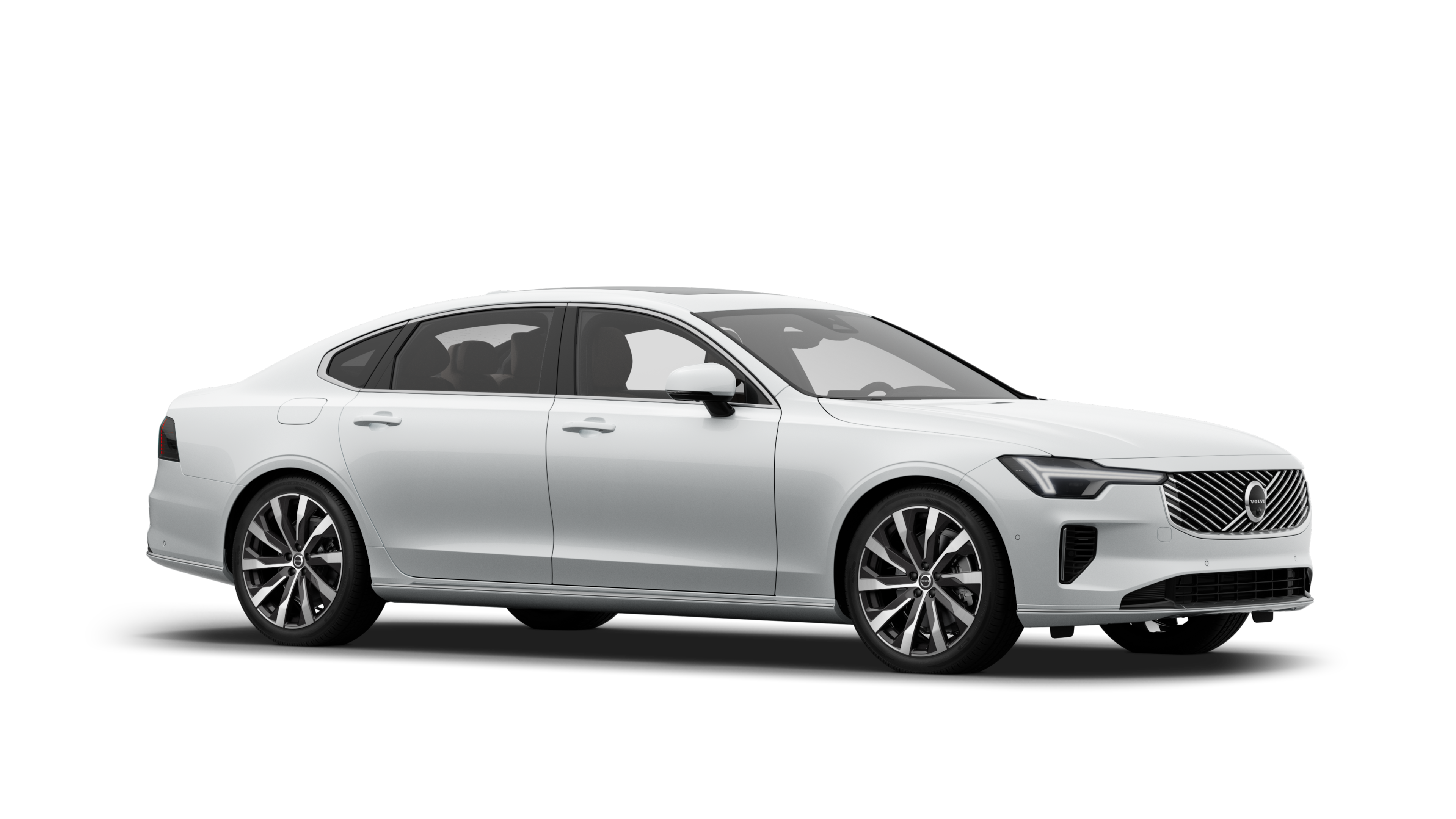 볼보 자동차 외관, 평범한 스튜디오 배경의 3/4 뷰.