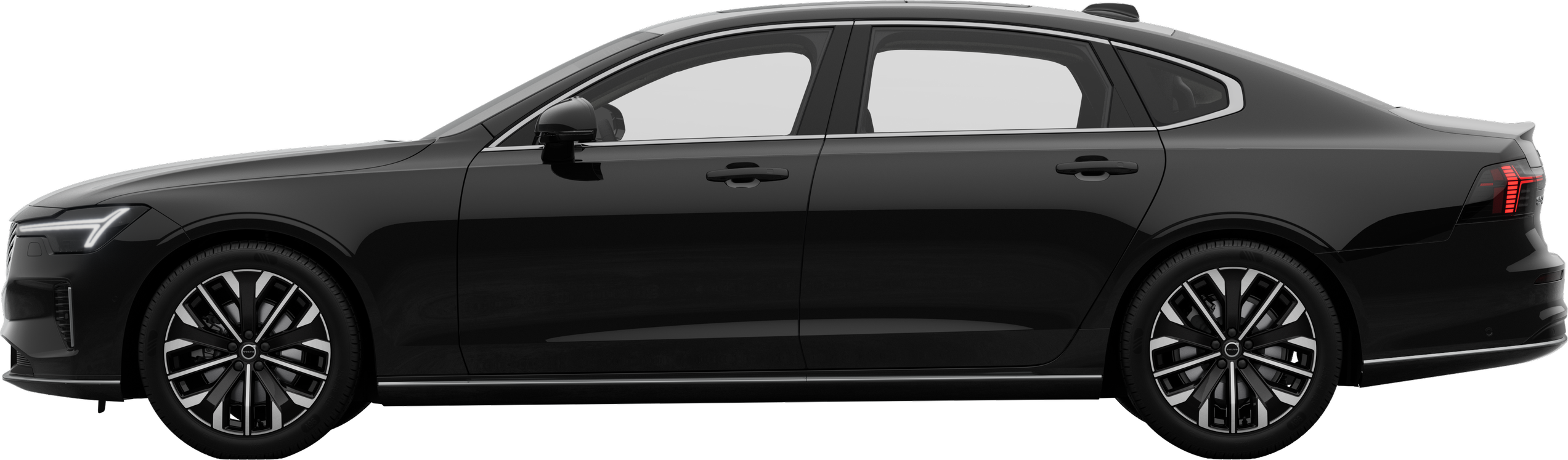 Hình ảnh mặt bên của một chiếc xe Volvo đỗ trên nền studio đơn giản, thể hiện cấu hình và thiết kế kiểu dáng đẹp tổng thể của chiếc xe.