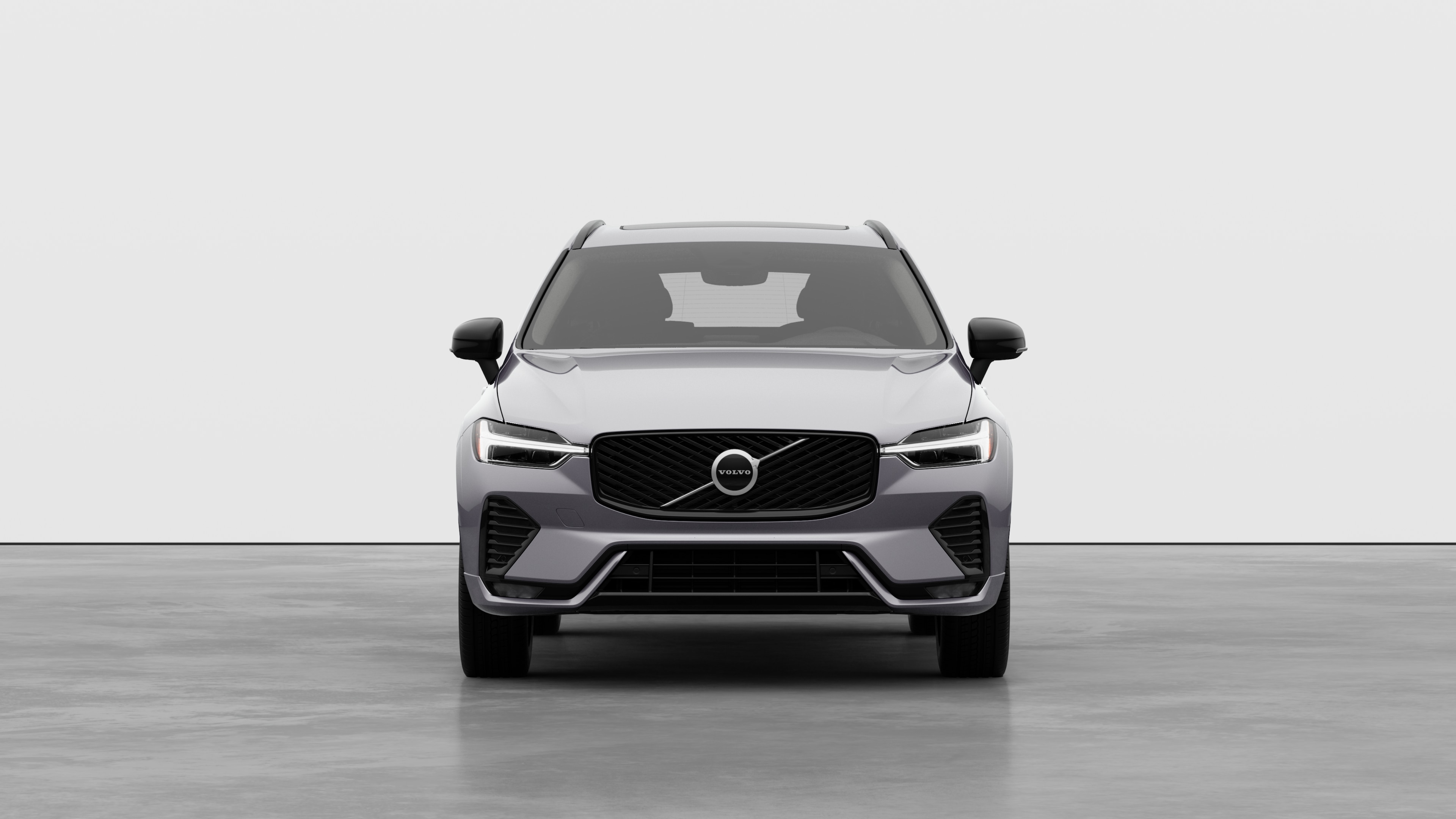 Front view of a Volvo car in a plain studio background.