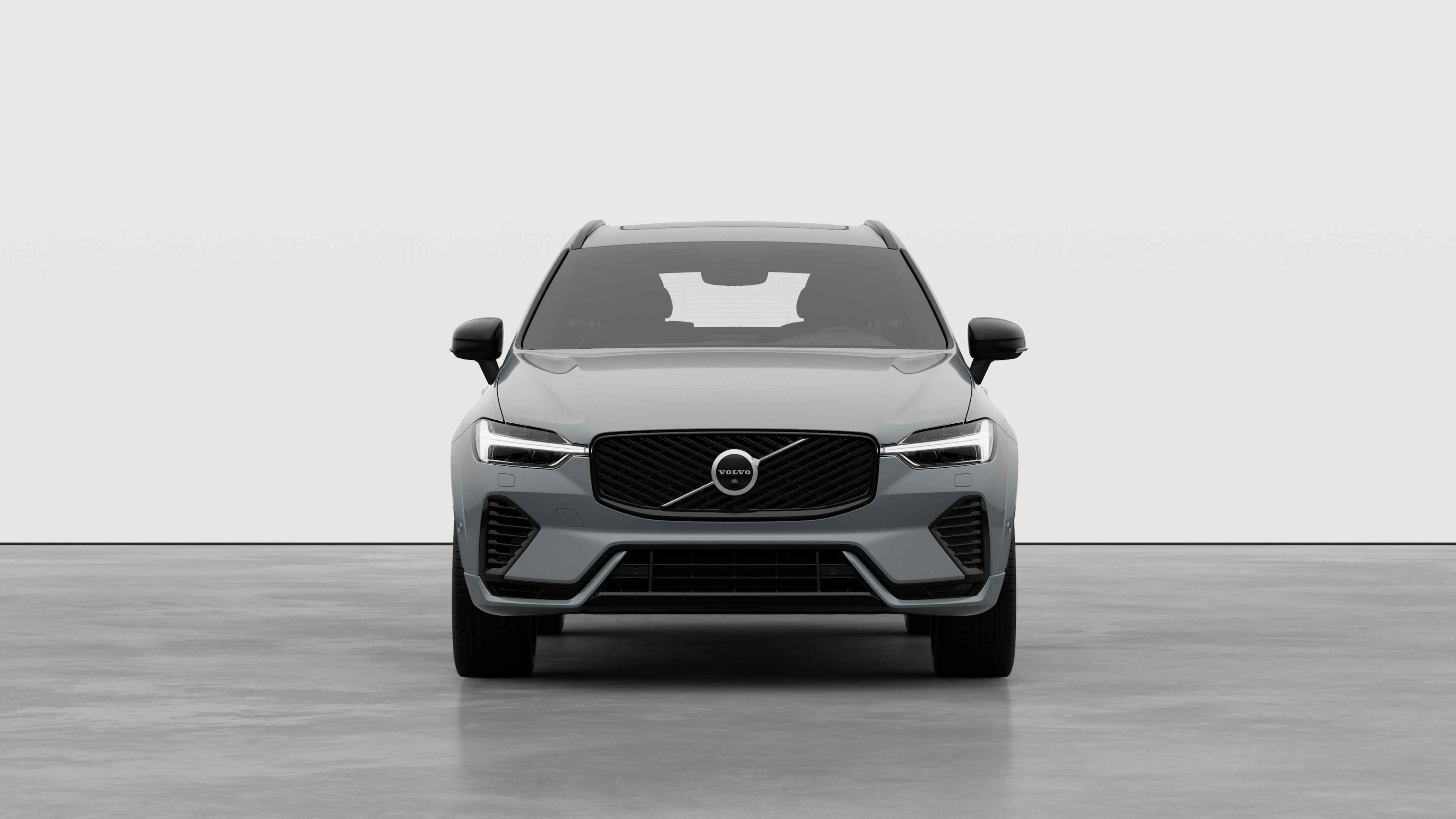 Front view of a Volvo car in a plain studio background.