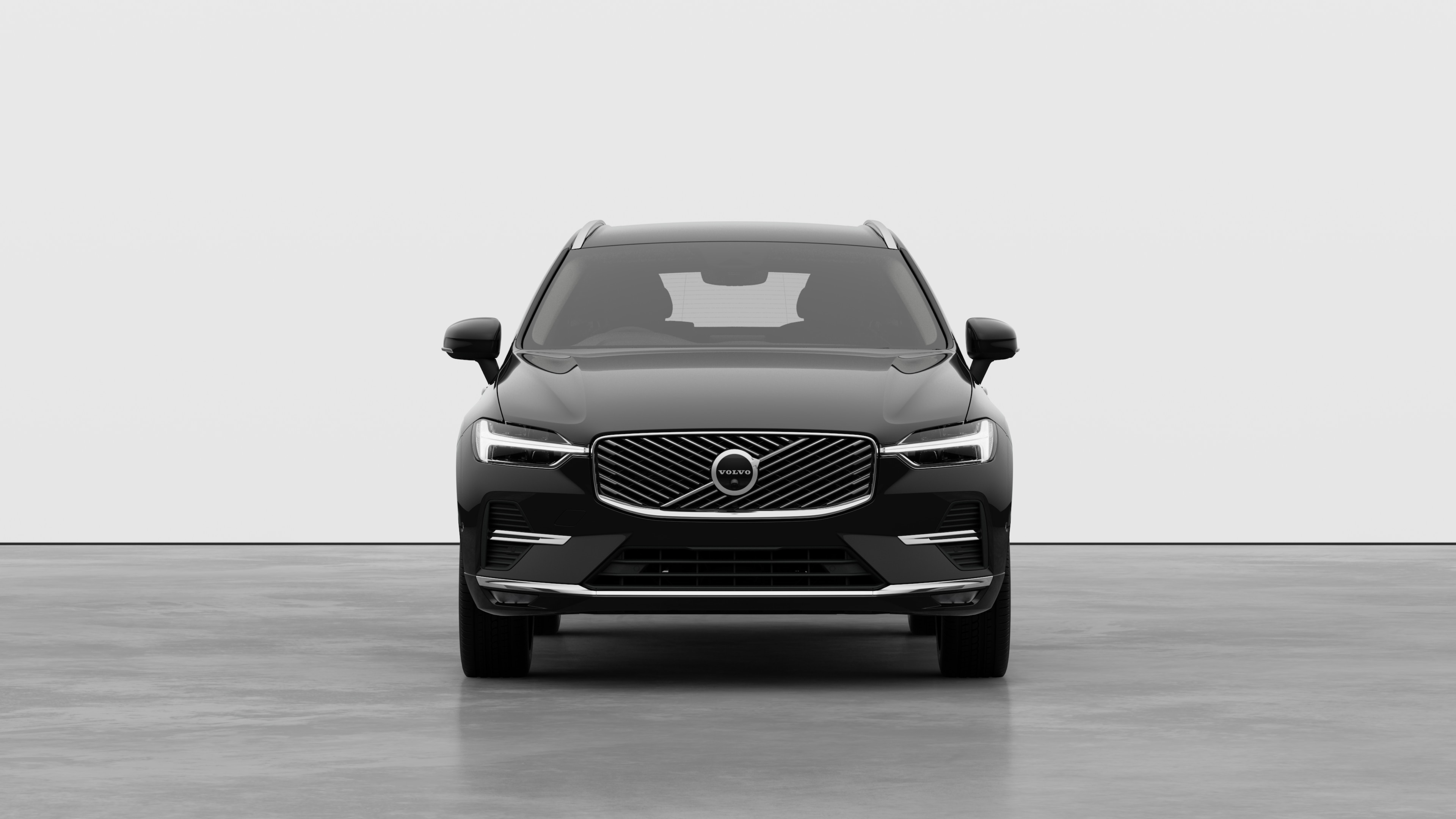 Front view of a Volvo car in a plain studio background.