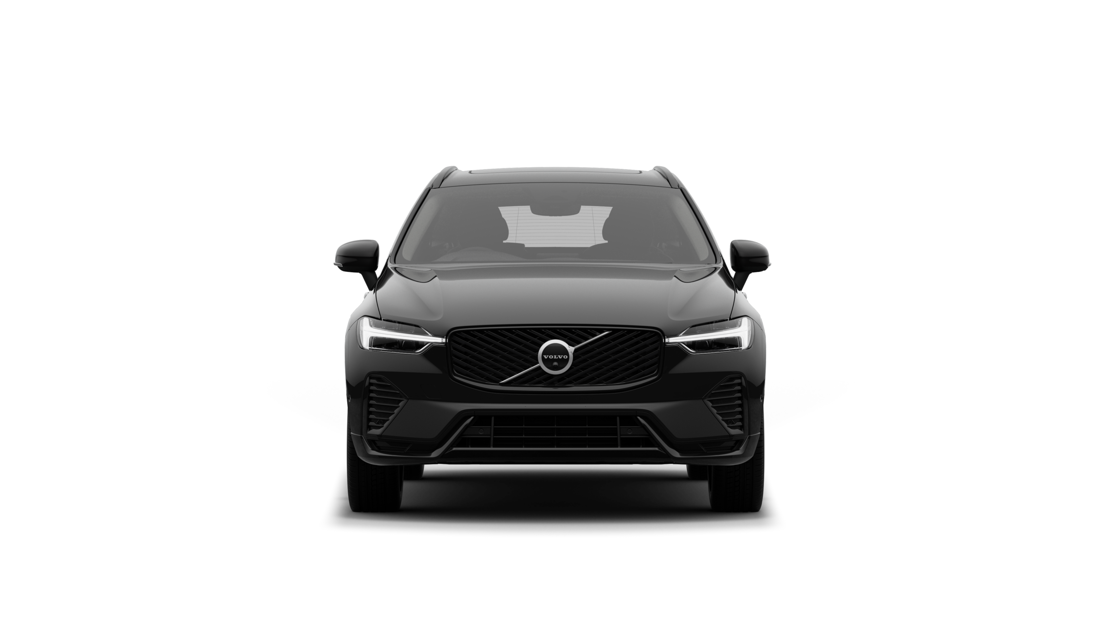 Front view of a Volvo car in a plain studio background.