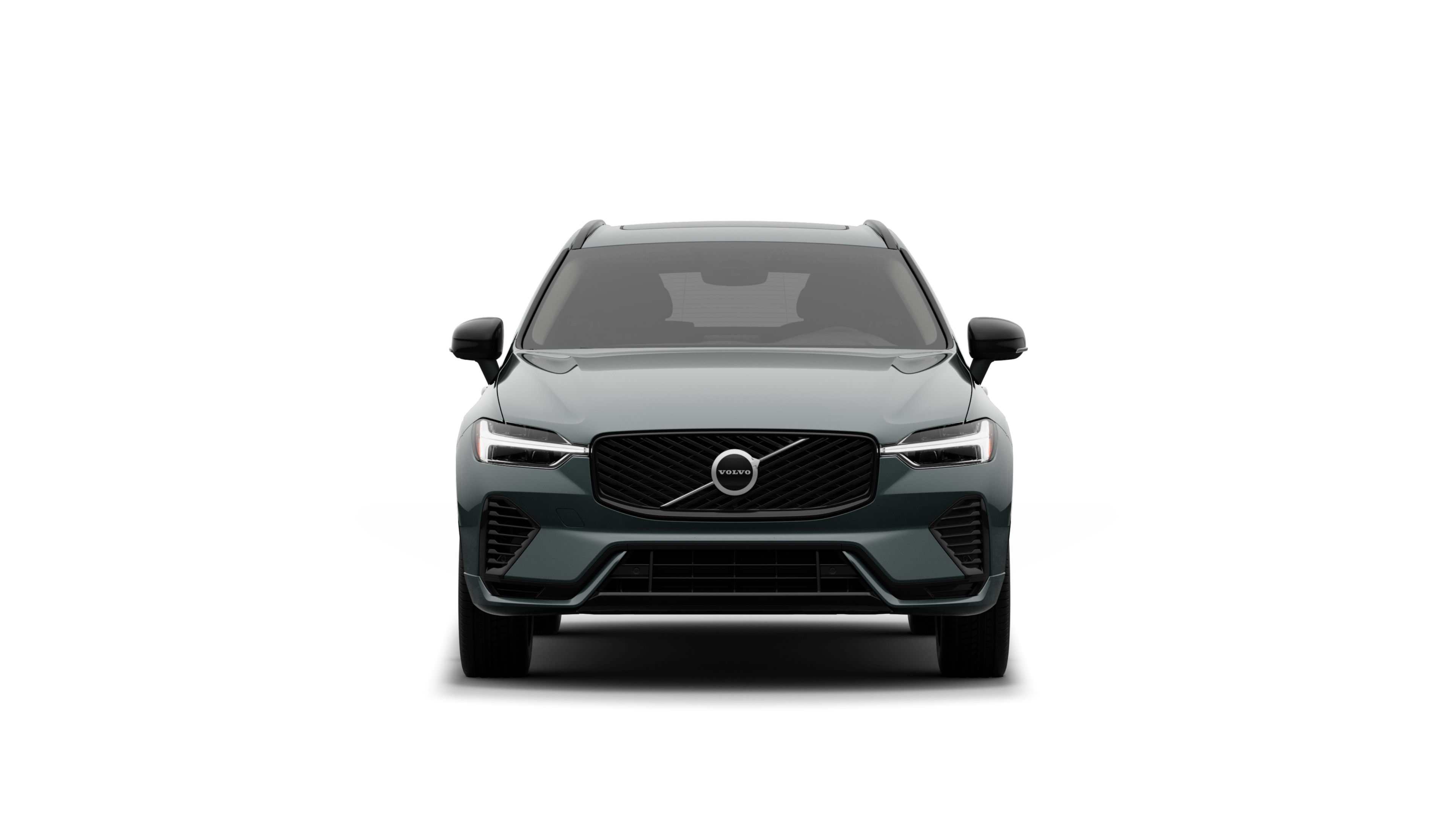 Front view of a Volvo car in a plain studio background.