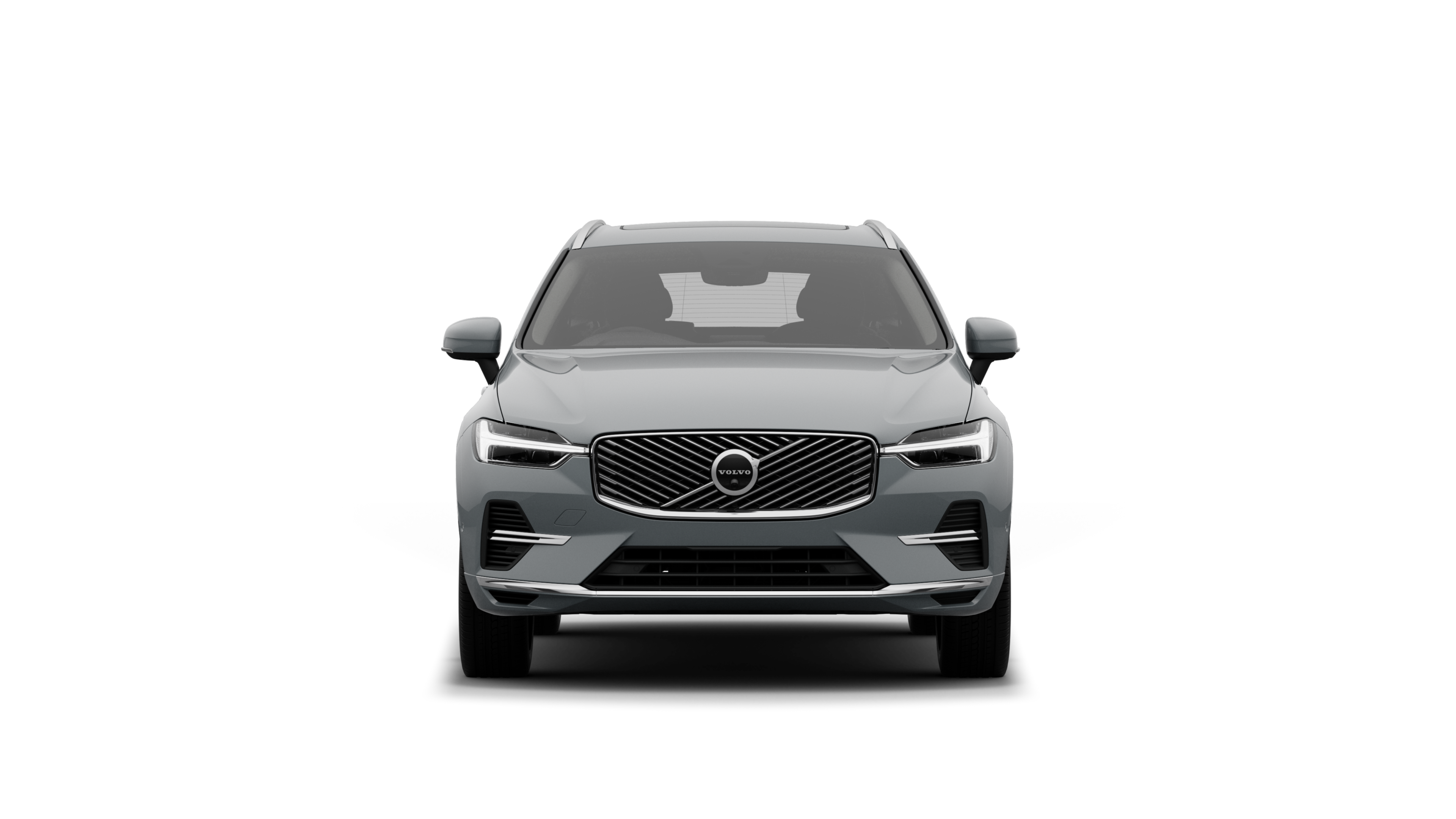 Front view of a Volvo car in a plain studio background.