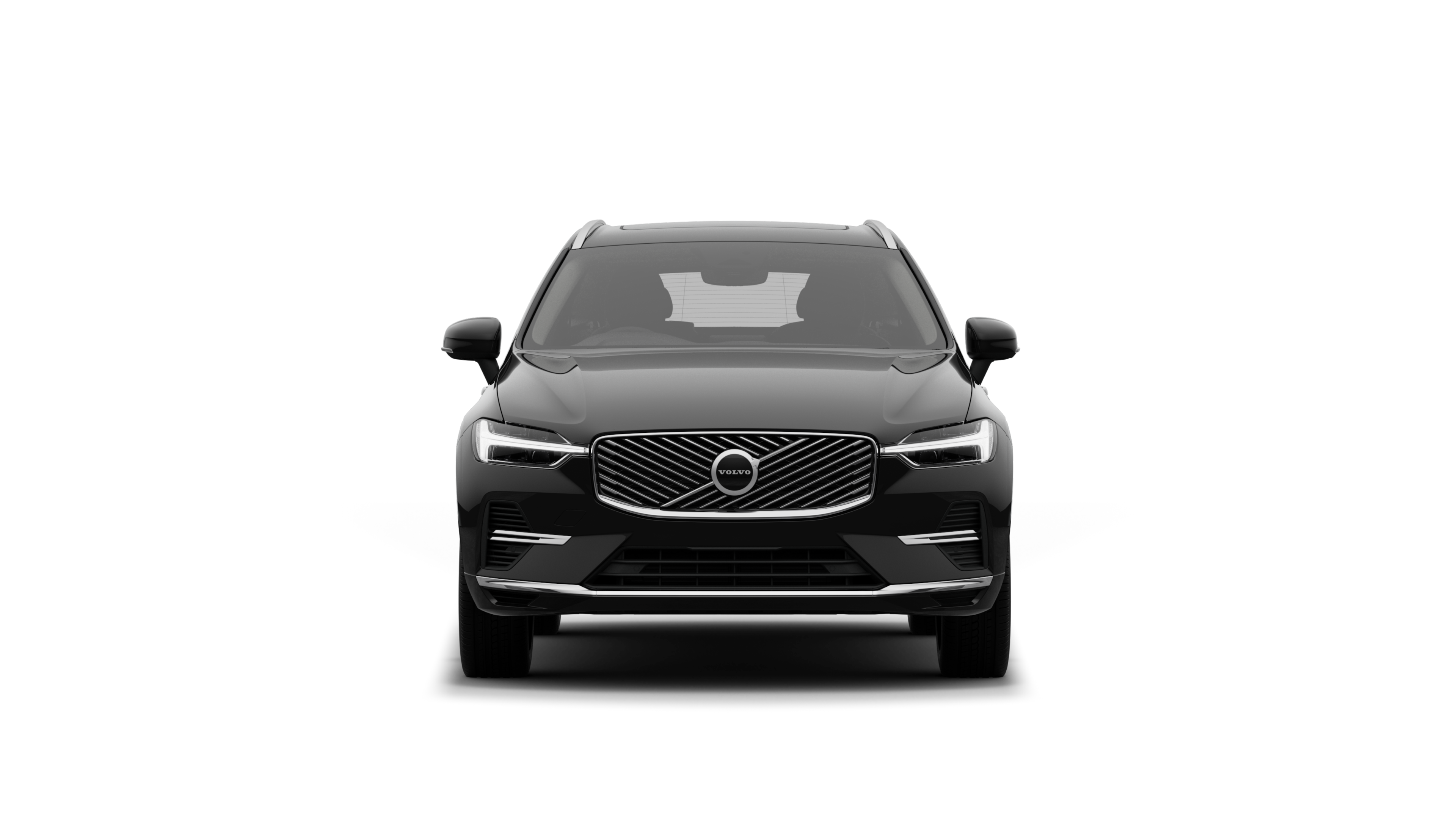 Front view of a Volvo car in a plain studio background.