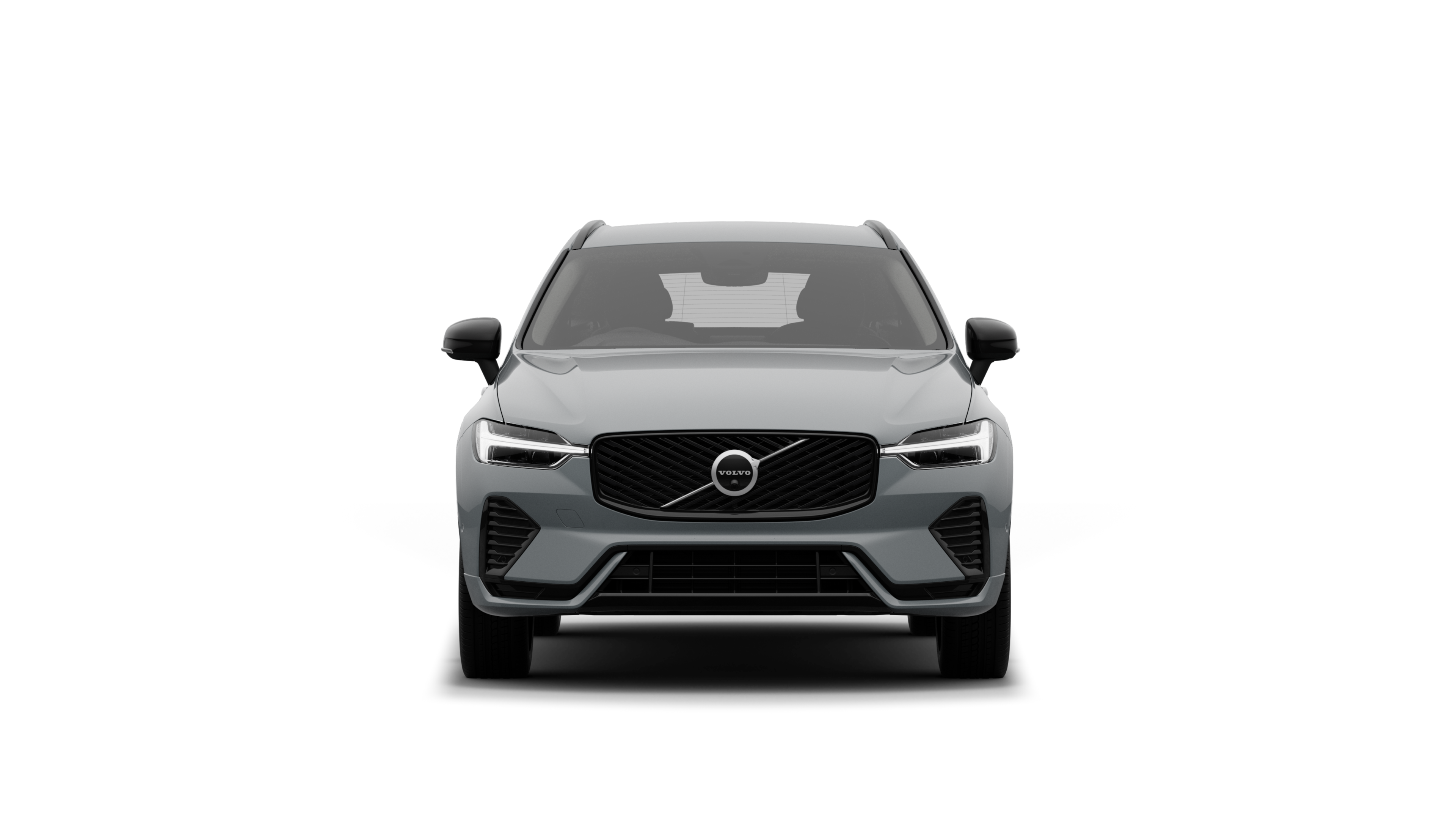 Front view of a Volvo car in a plain studio background.