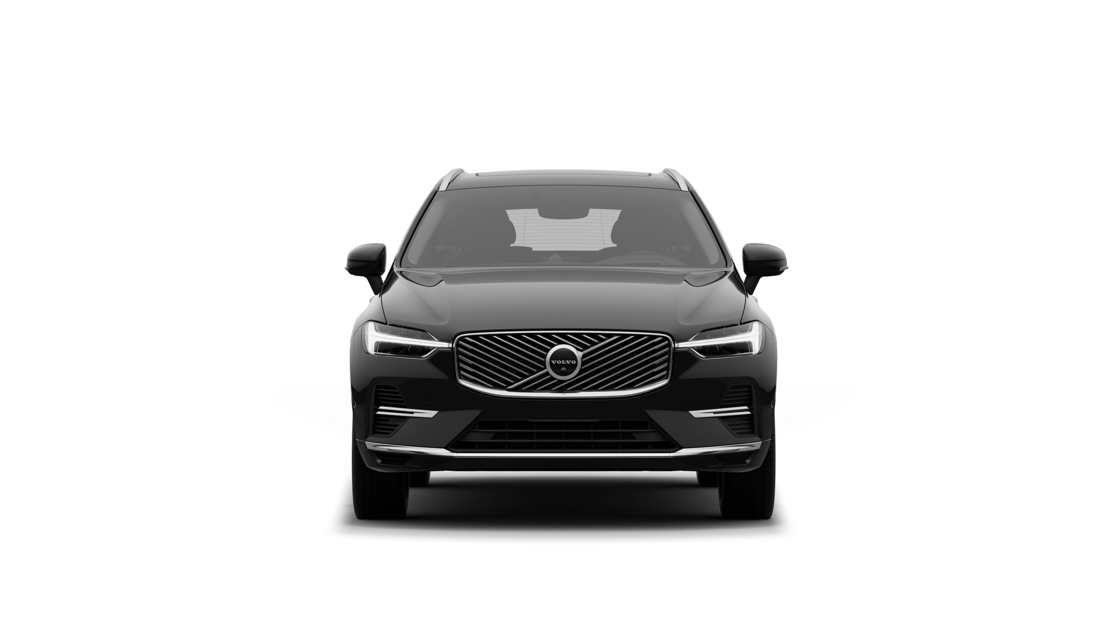 Front view of a Volvo car in a plain studio background.