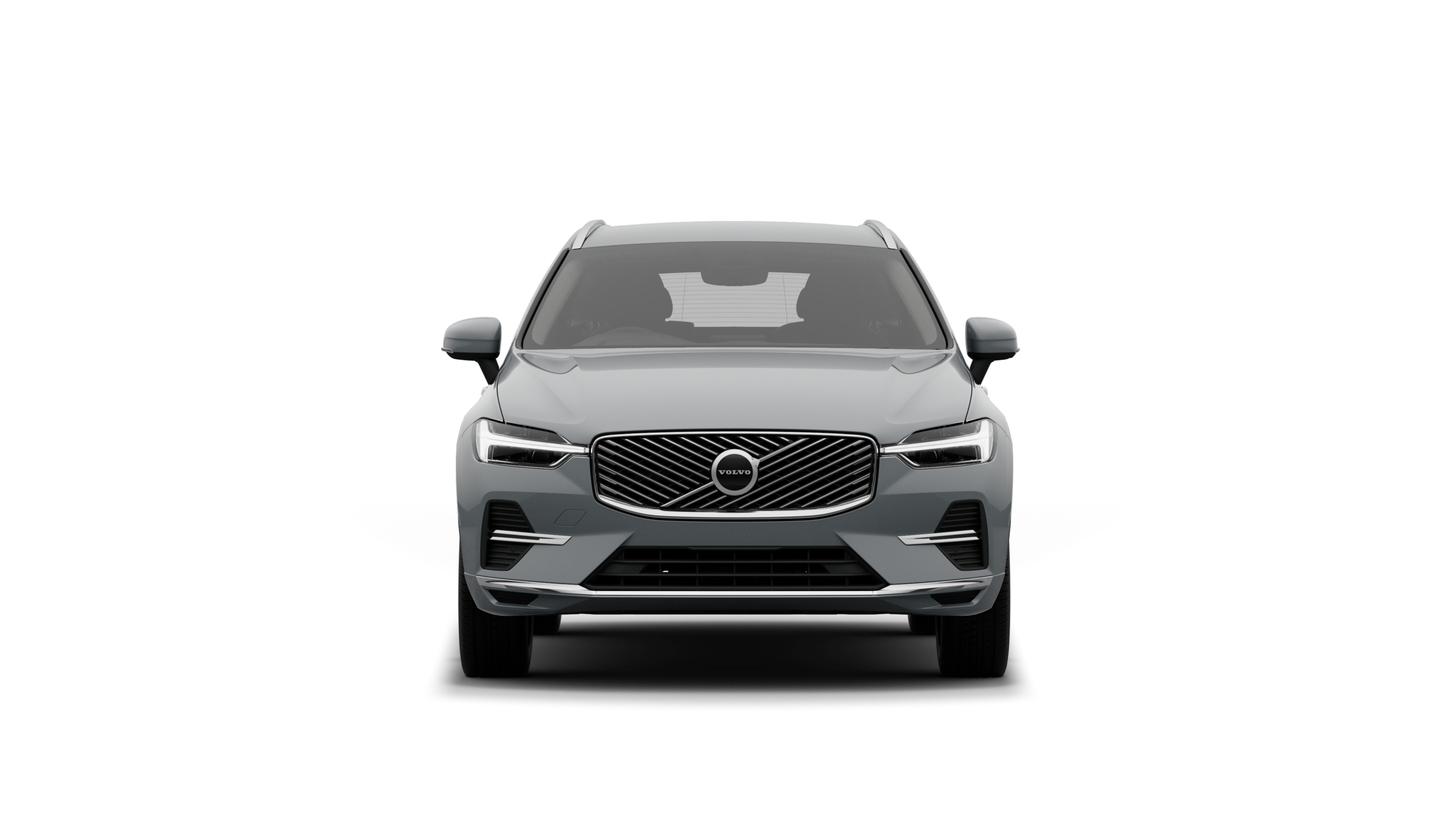 Front view of a Volvo car in a plain studio background.