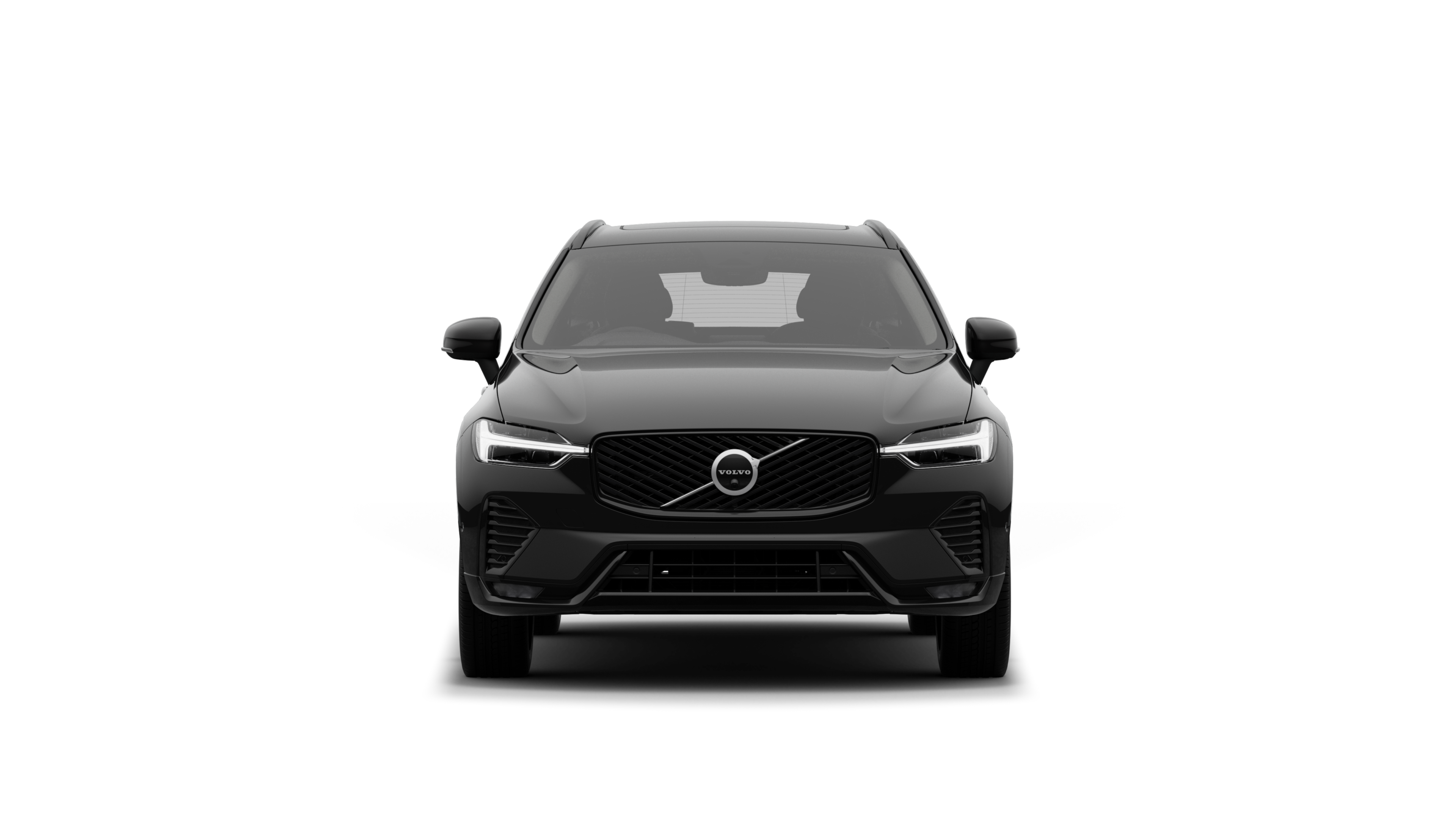 Front view of a Volvo car in a plain studio background.