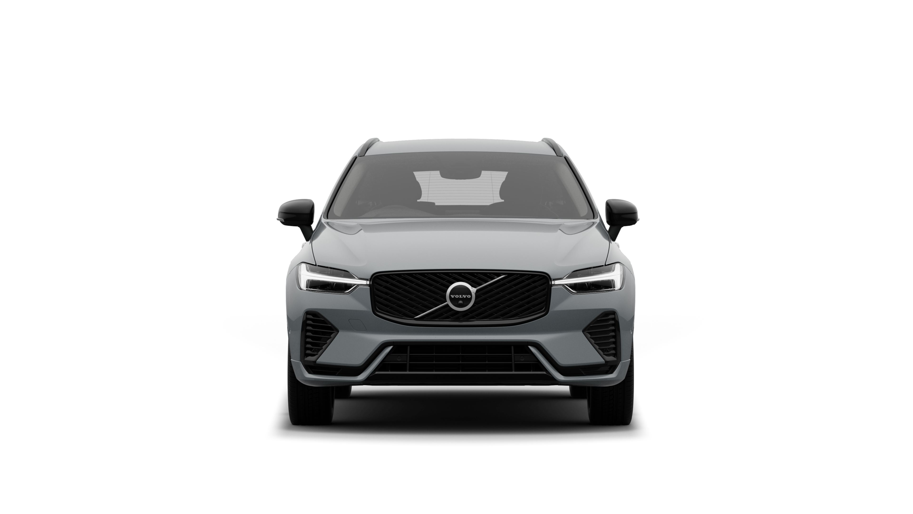 Front view of a Volvo car in a plain studio background.